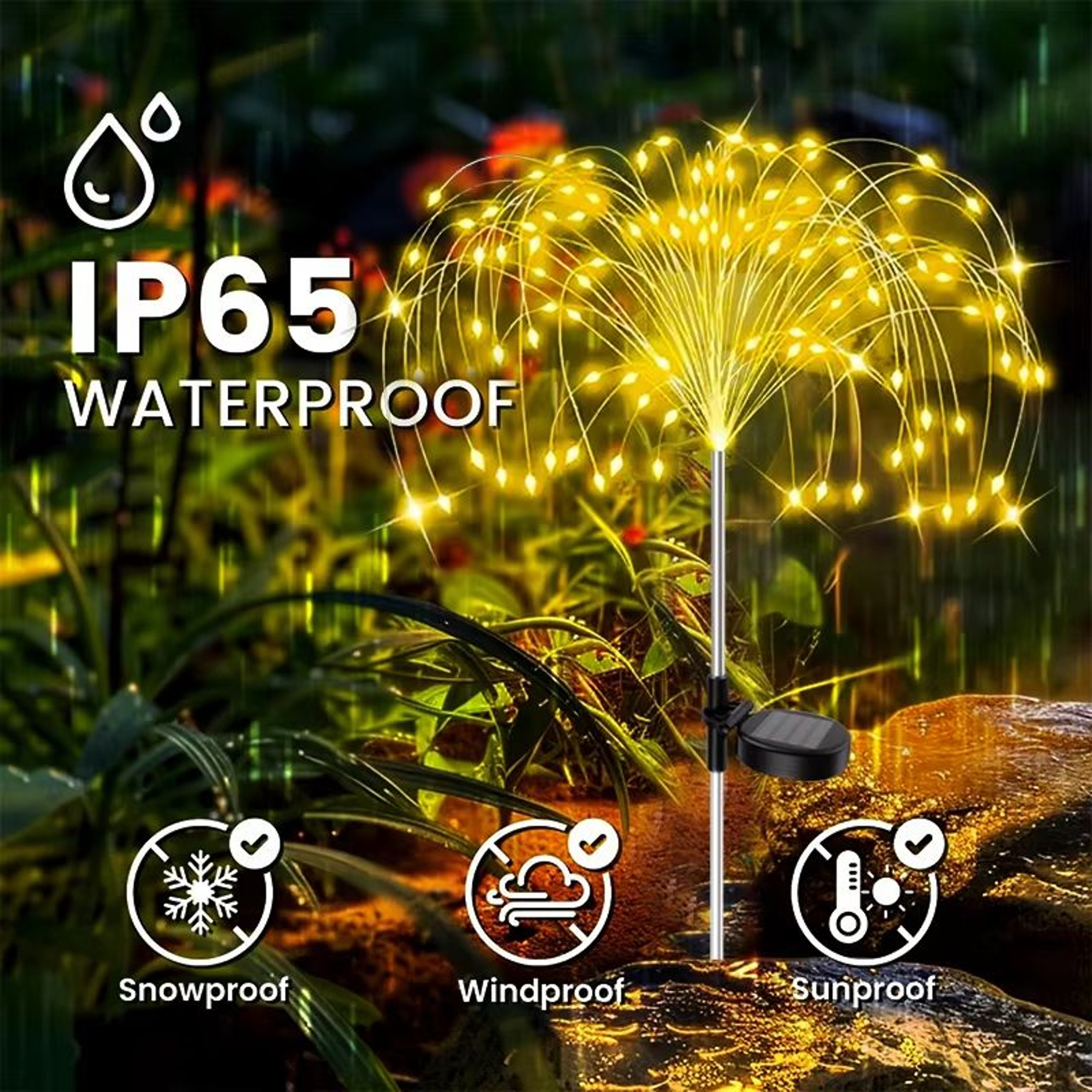 LED Solar Flower Firework Fairy Lights Waterproof Outdoor Garden And Pathway Decor 3
