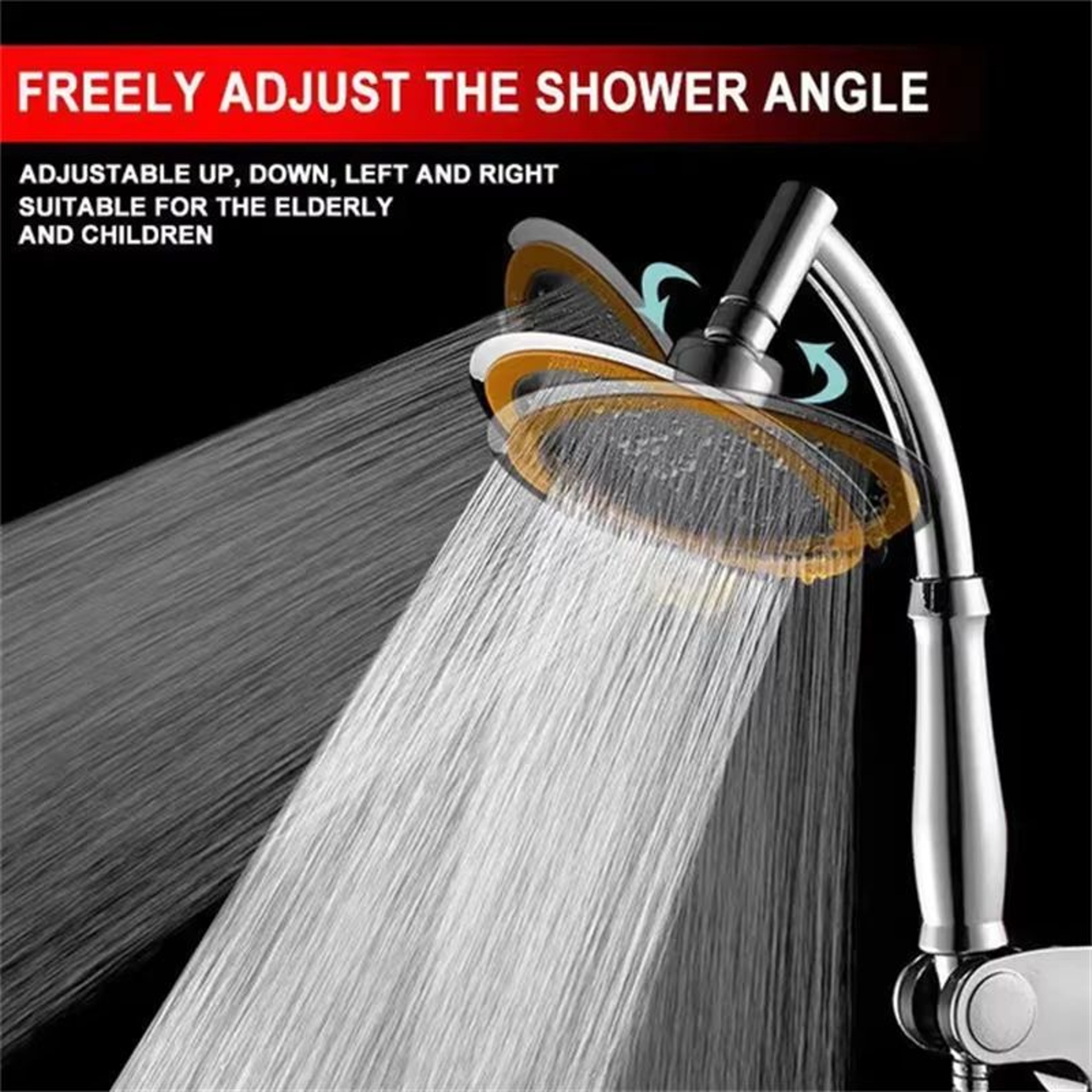 High Pressure Handheld Shower Head 4in Or 6in 360 Adjustable Rainfall Sprayer 1