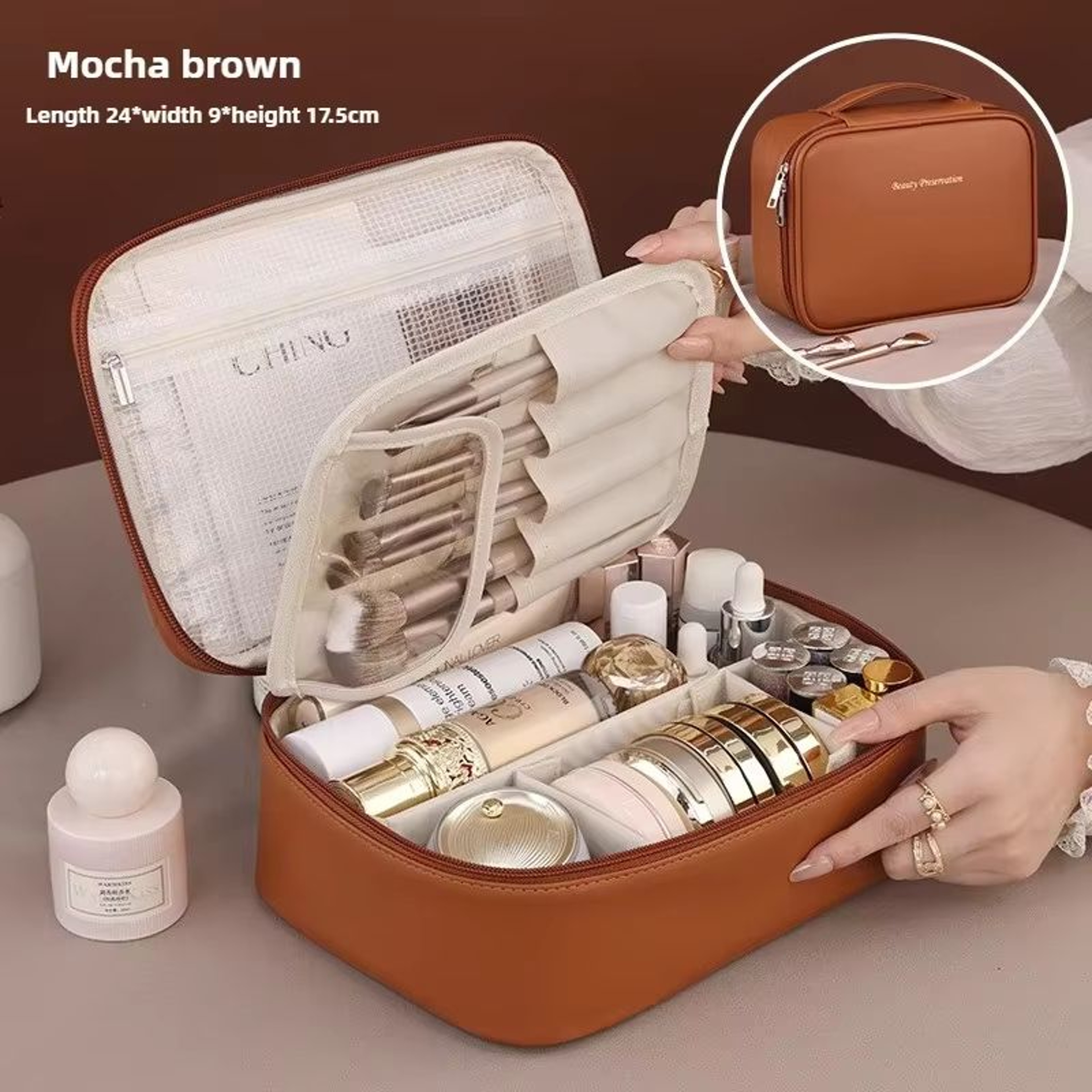 Large Capacity Luxury Portable Makeup Bag And Cosmetic Organizer For Women 6