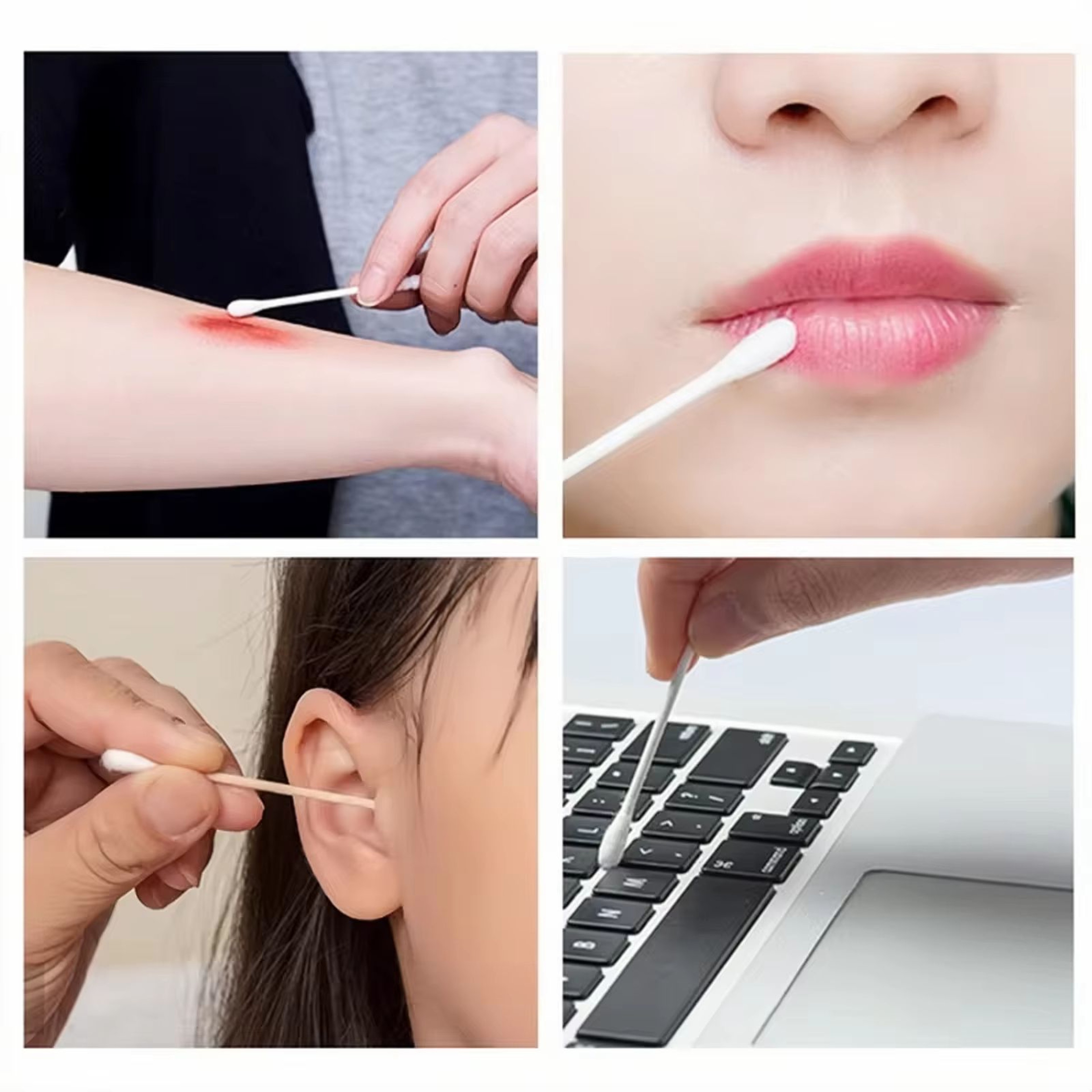 Chlorine Free Wooden Cotton Swabs Double Headed Hypoallergenic Makeup And Gentle Cleaning Swabs 500 5