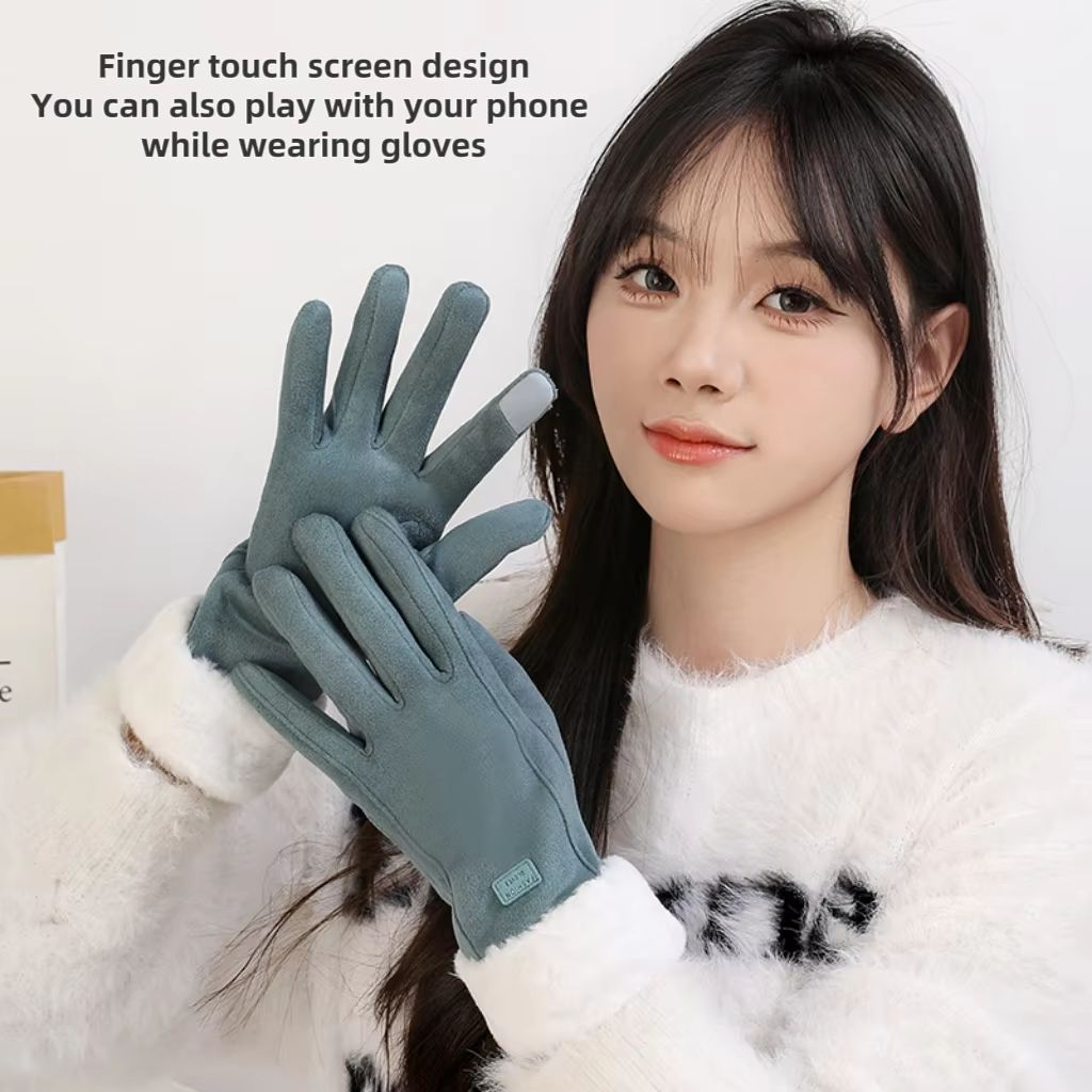 Womens Winter Gloves Velvet Lined Touchscreen Cycling Gloves Soft Warm Windproof Gloves 1
