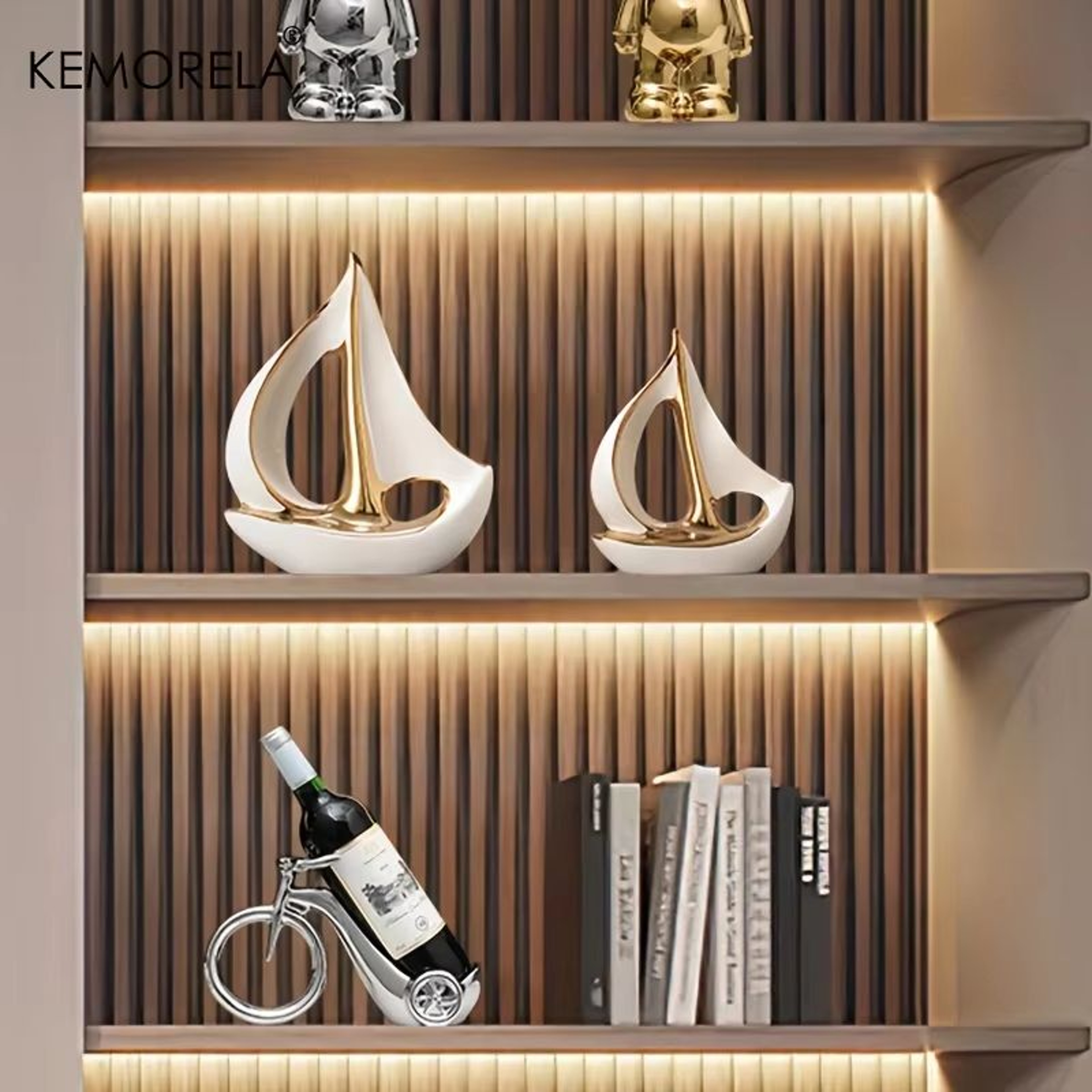 Luxury Ceramic Sailboat Sculpture Decorative Boat Figurine For Home And Office 1
