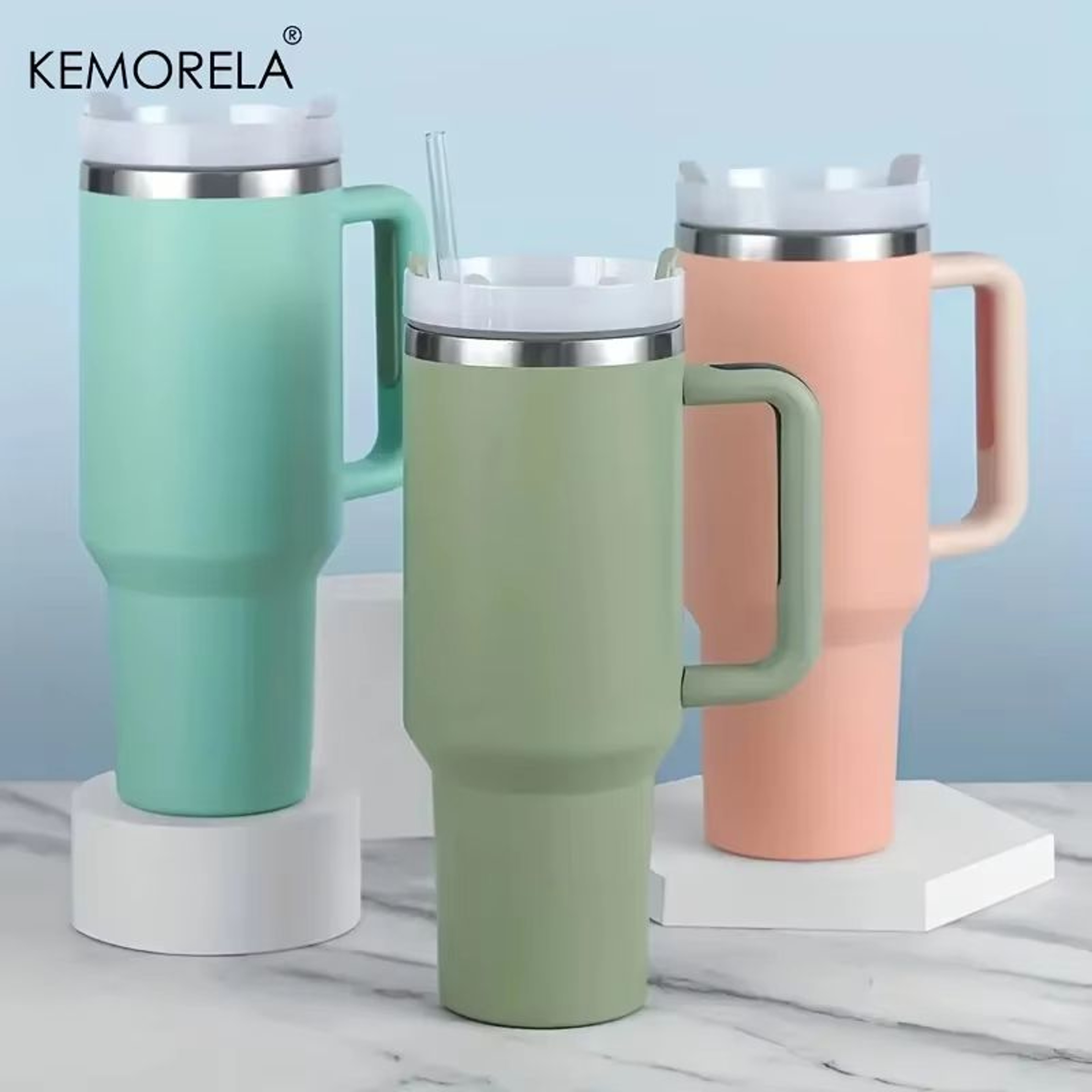 4058 Fl Oz Stainless Steel Insulated Water Bottle With Handle And Straw For Hot And Cold Drinks 2