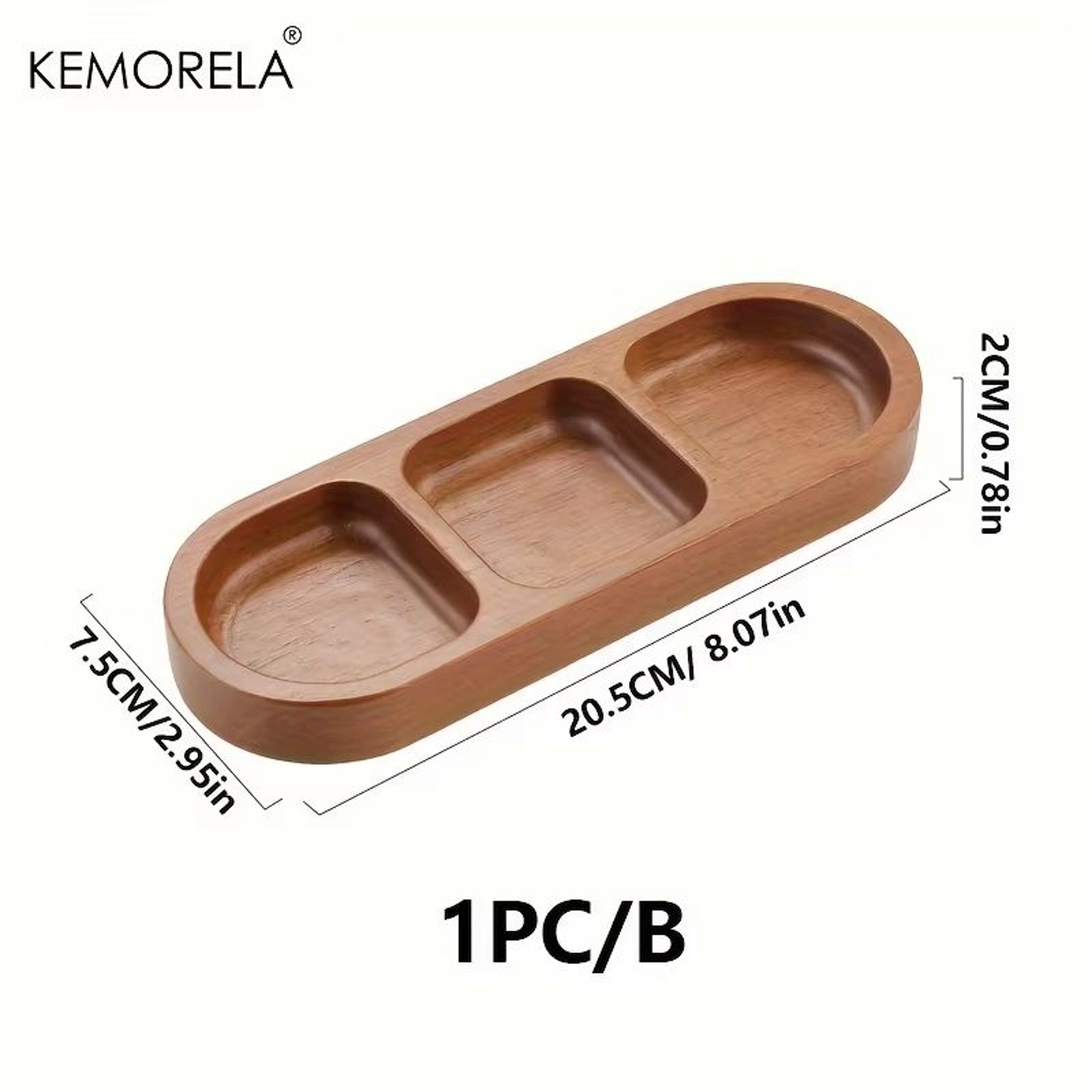 Solid Wood Divided Serving Tray 2 Or 3 Compartments Condiment And Snack Plate For Sauces Sushi Brea 7