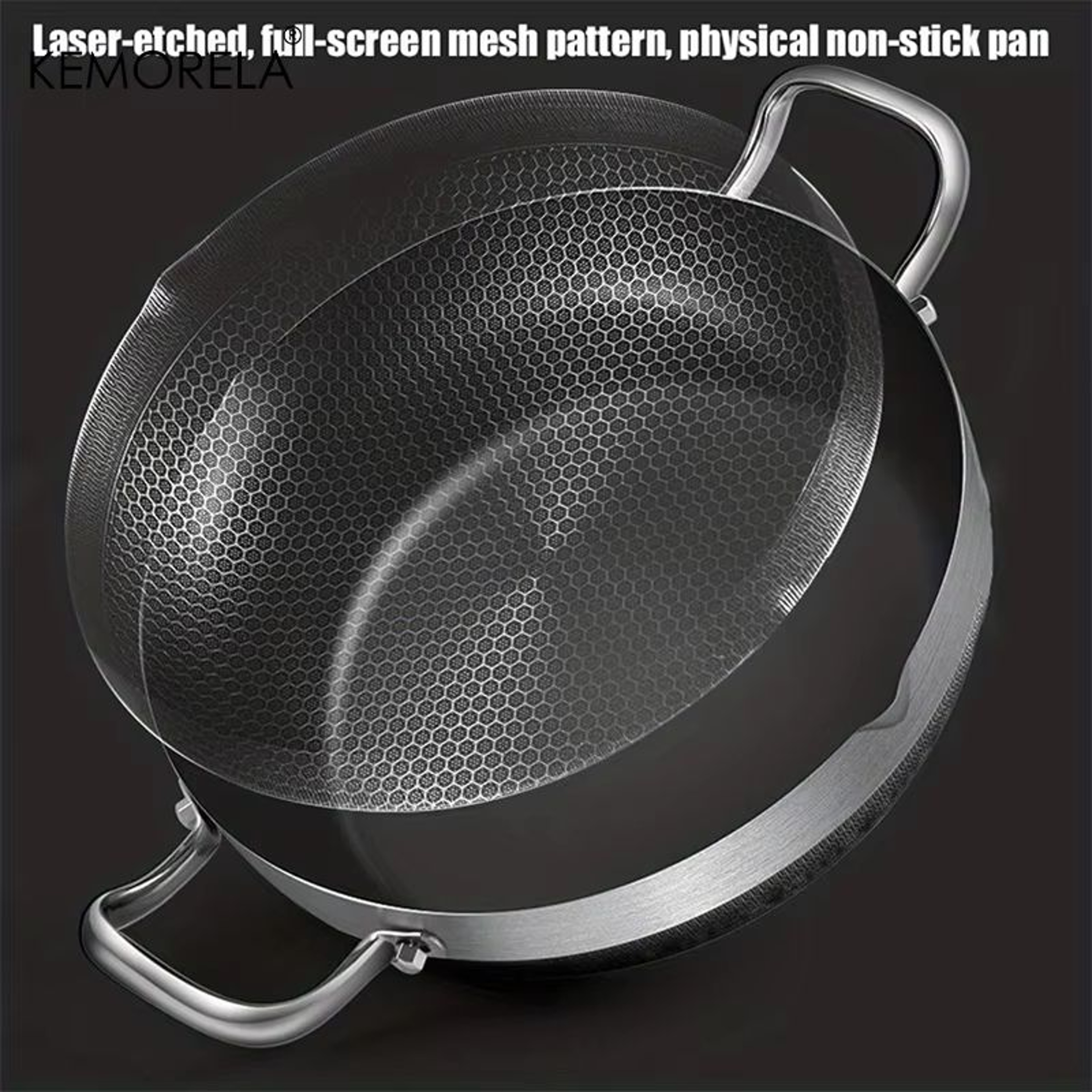 NonStick Stainless Steel Frying Pan With Lid 102411021181 In  Honeycomb Bottom For Induction  Gas 5