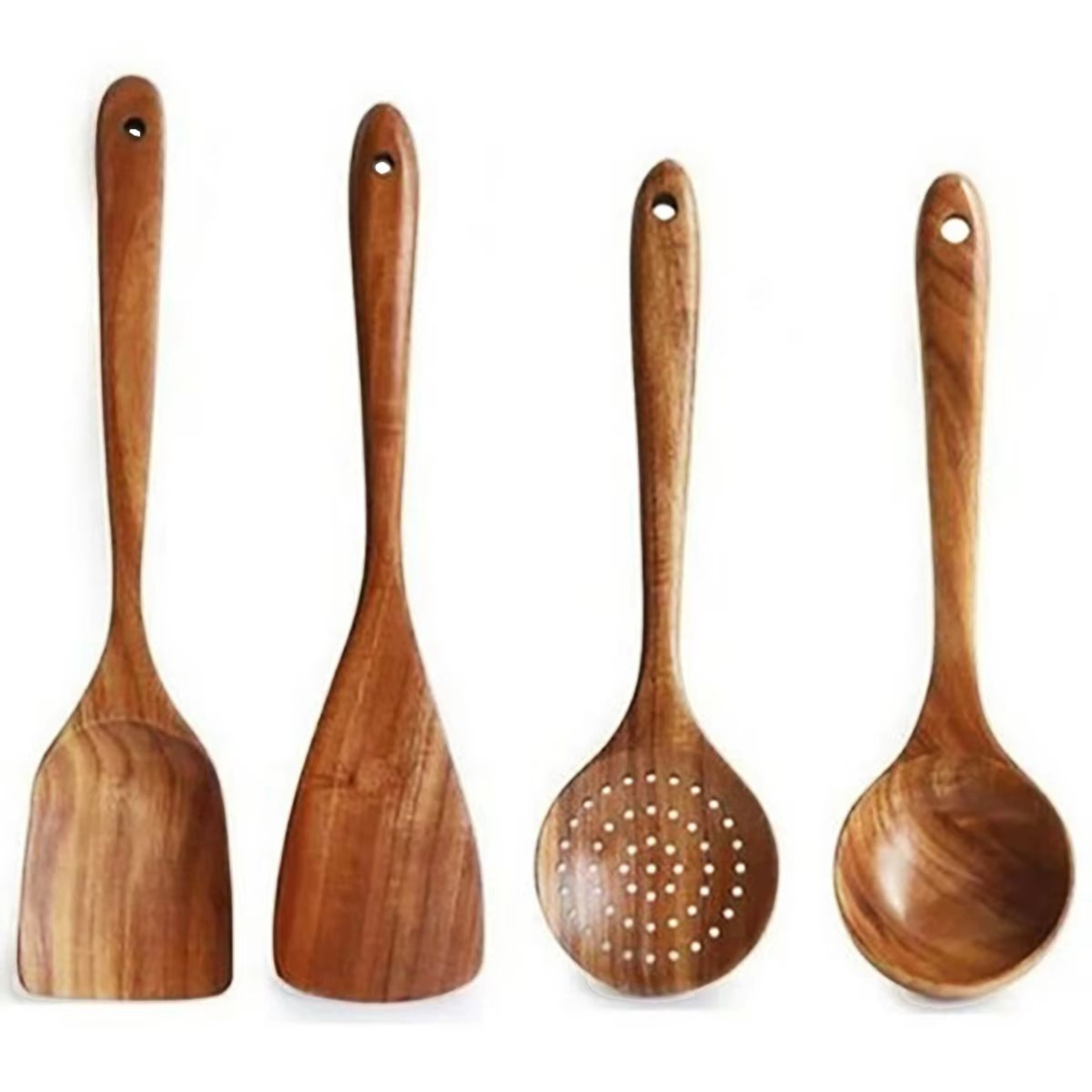 Wooden Kitchen Utensil Set With Holder  Spatulas Spoons Salad Fork And Stirring Tools For Cooking A 7