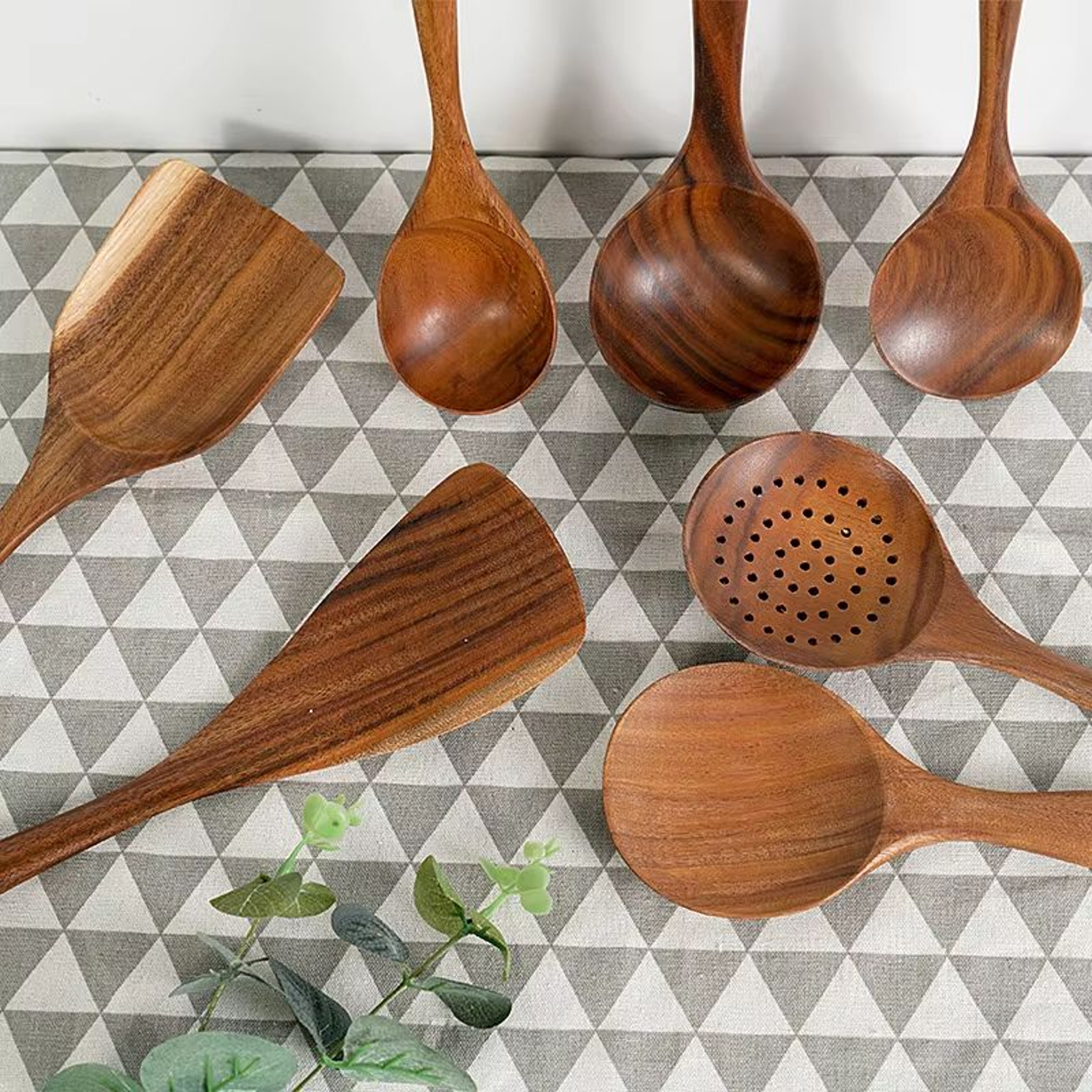 Teak Wooden Cooking Spoon Set  Natural NonStick Safe Kitchen Utensils 110 Pieces 2