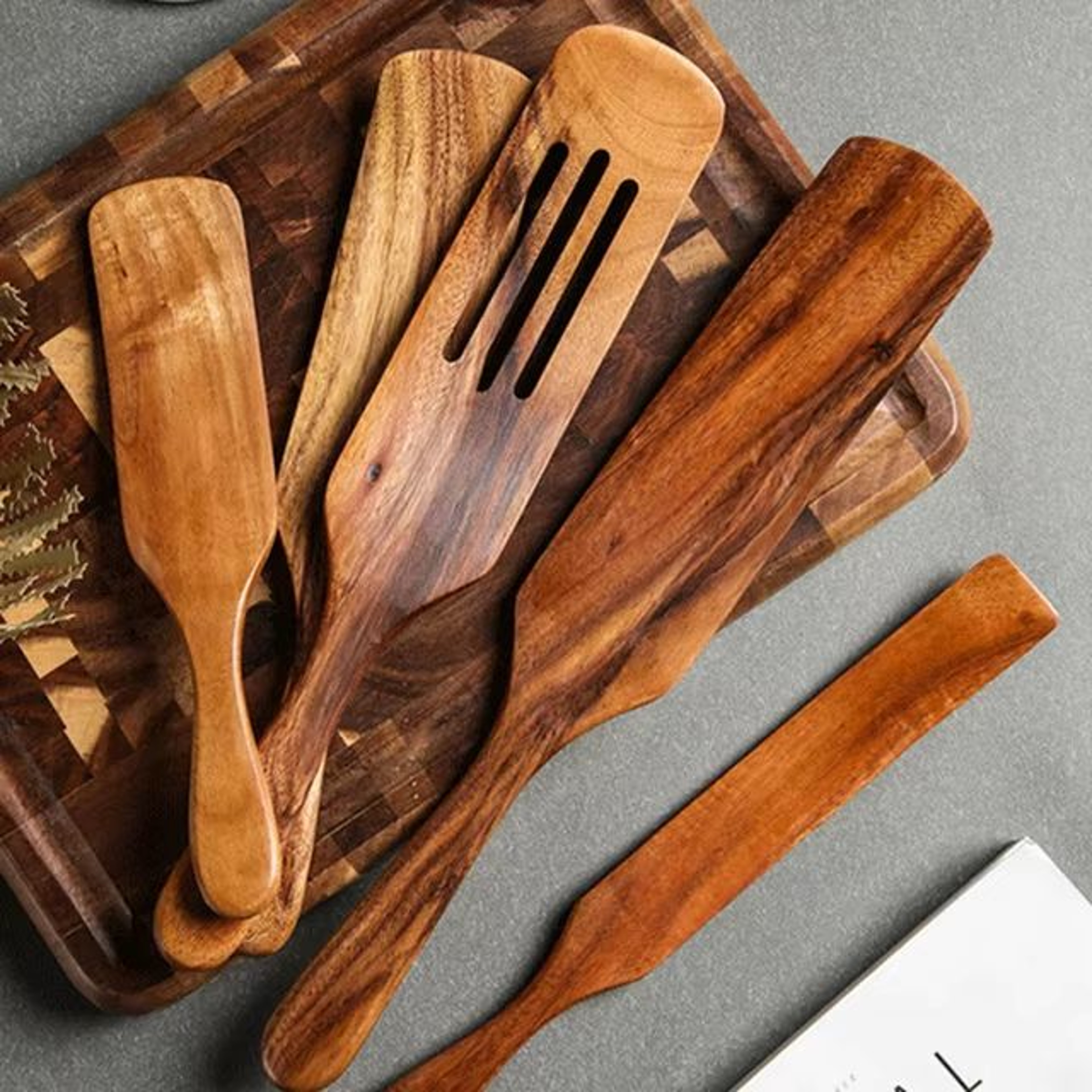 Teak Wooden Cooking Spoon Set  Natural NonStick Safe Kitchen Utensils 110 Pieces 6