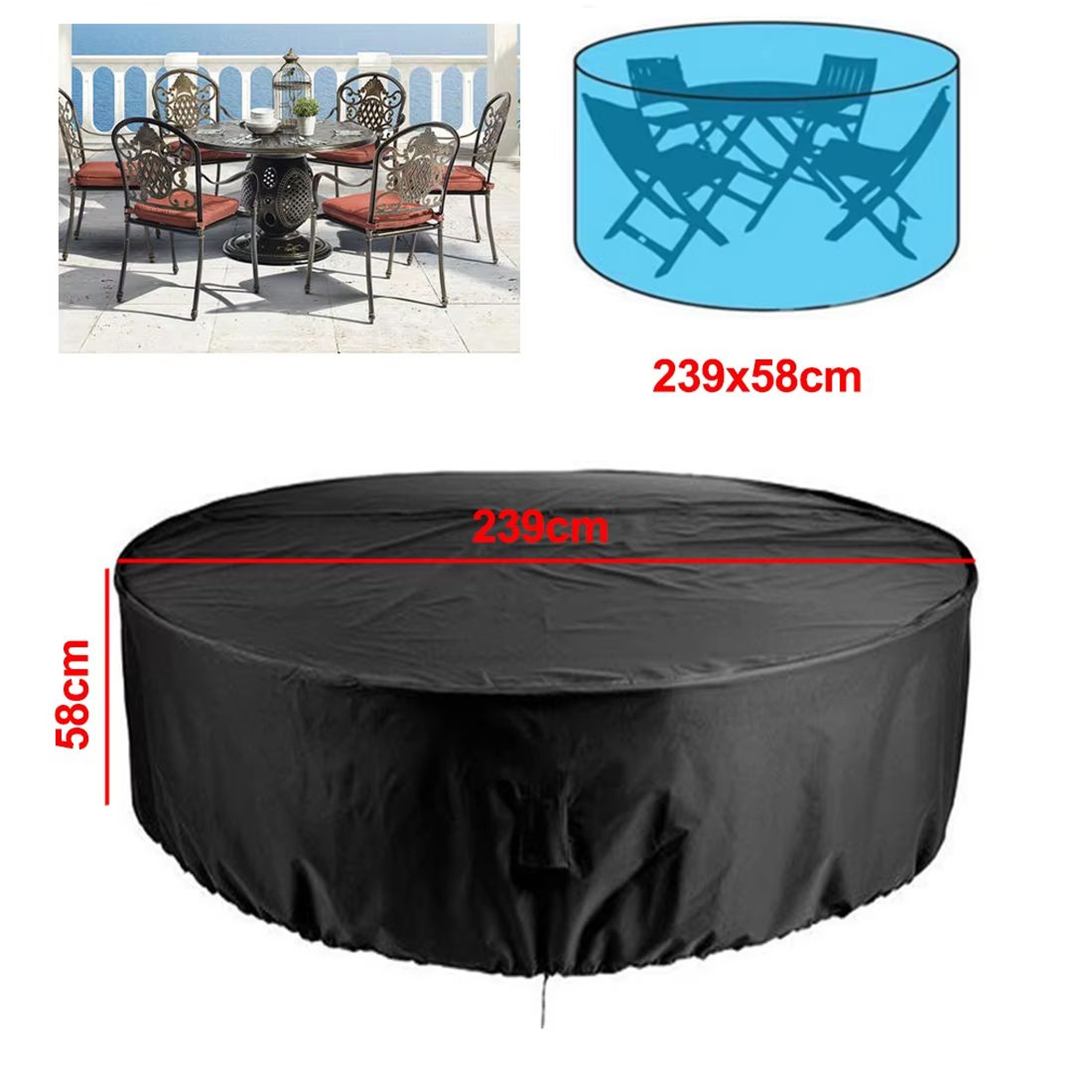 Waterproof Round Patio Table Cover Multiple Sizes Outdoor Garden Furniture Protector For Table And  1
