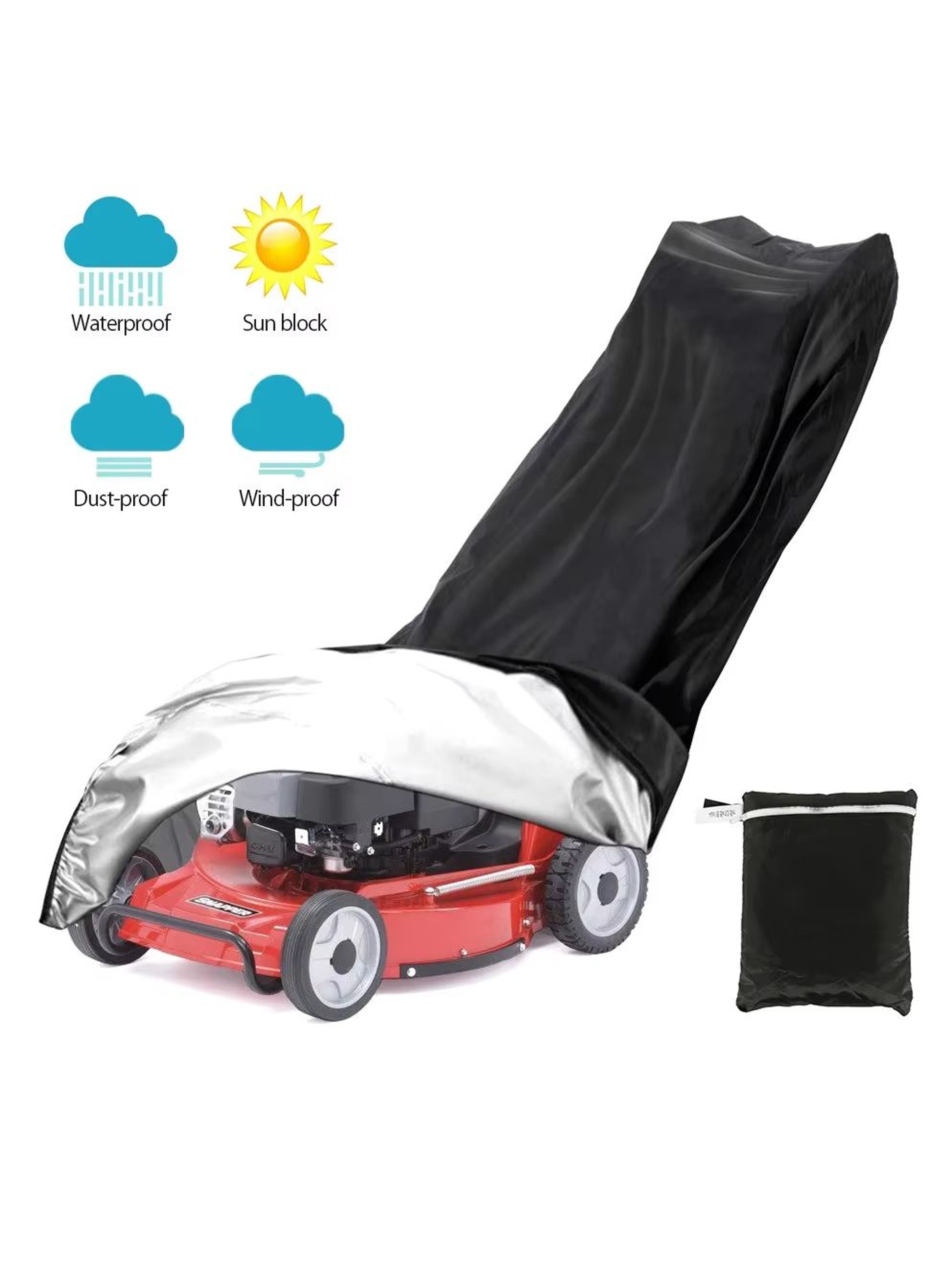 210D Waterproof Lawn Mower Cover With UV Protection And Drawstring  Universal Outdoor Equipment Cov 6
