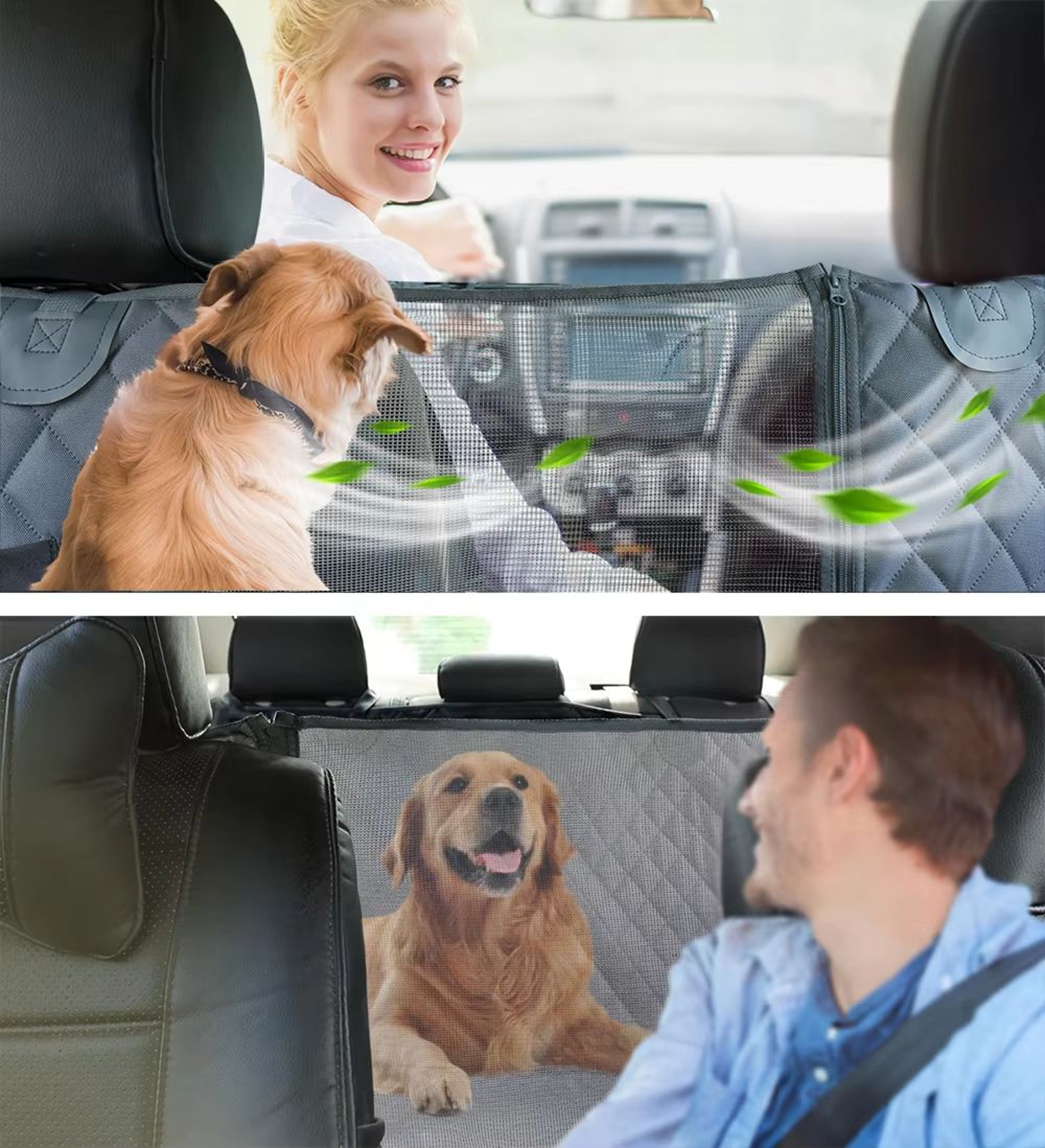 Waterproof Dog Car Hammock Back Seat Cover With Safety Belt For SUVs Trucks And Cars 3