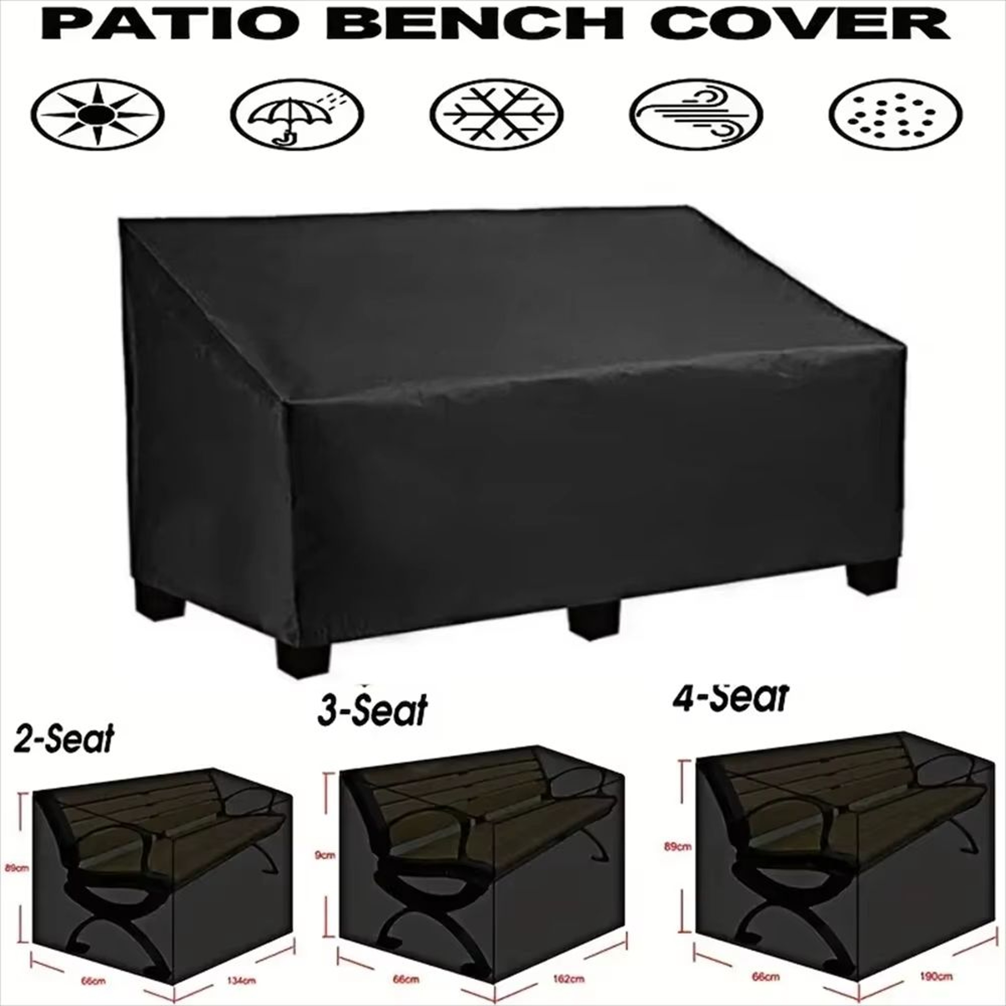 HeavyDuty Waterproof Garden Bench Cover  UV  Tear Resistant Windproof Oxford Fabric Protection 2