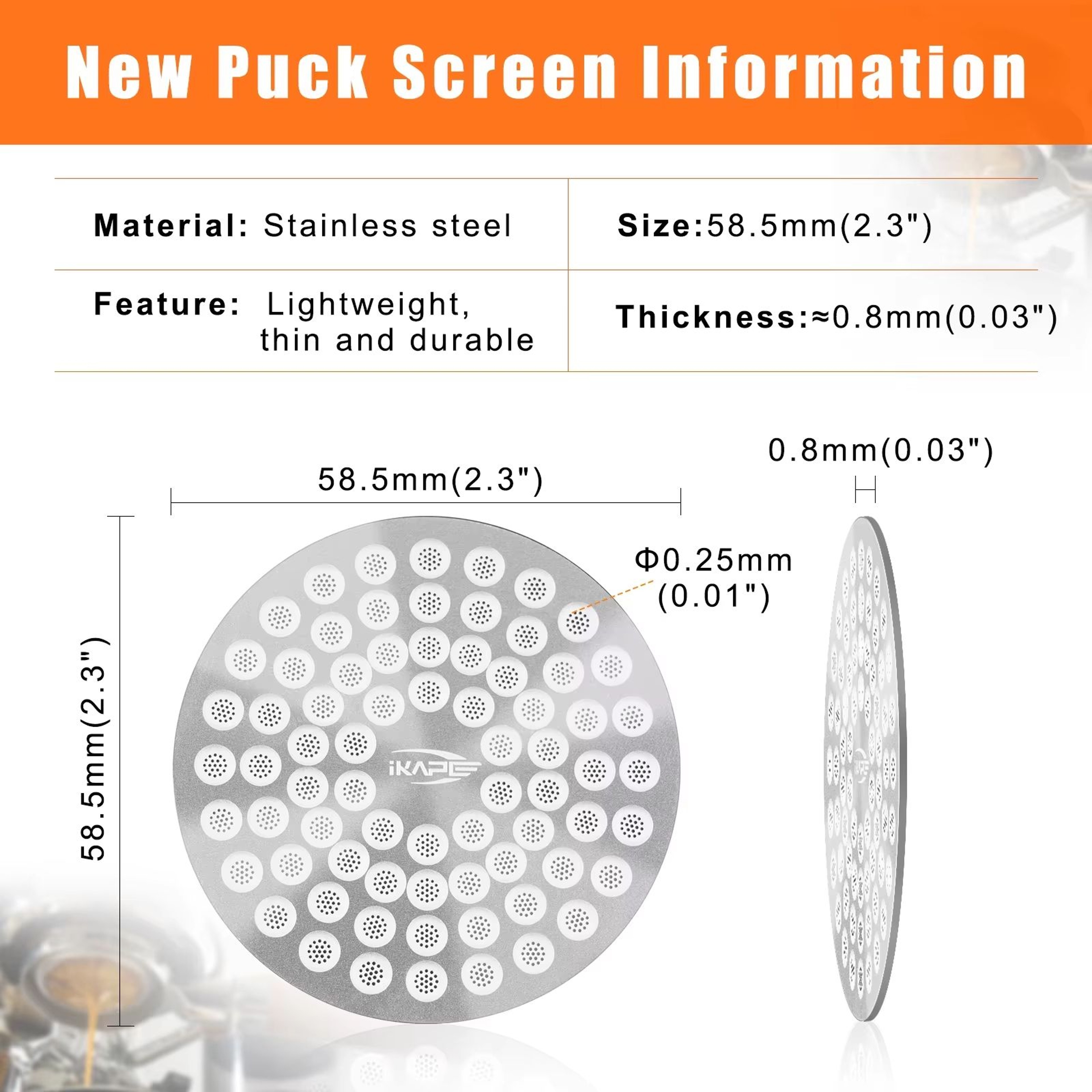 IKAPE Espresso V2 Puck Screen For 201in  213in  228in Portafilters  Precision Filter Upgrade 5