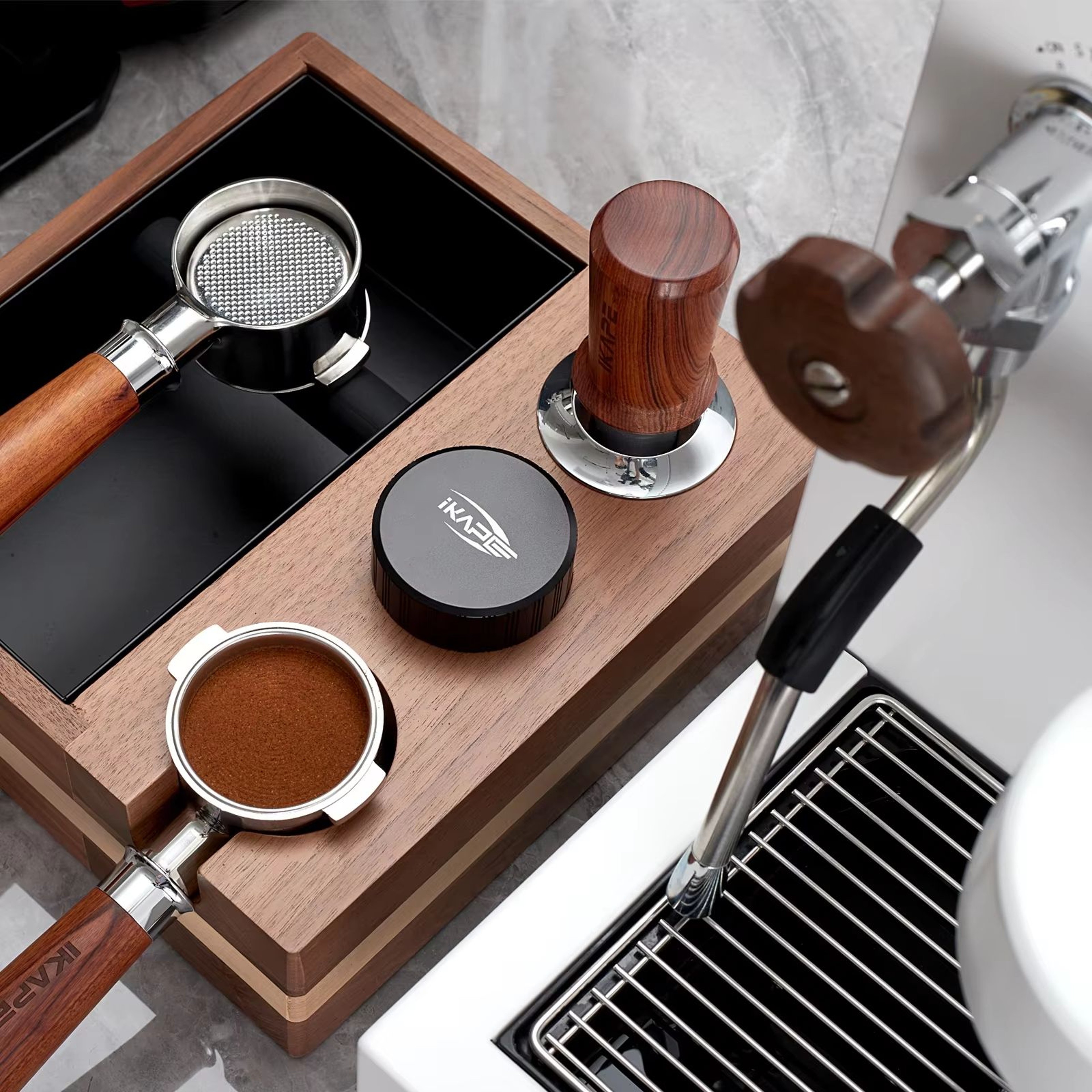 IKAPE Coffee Wooden Tamper V3  Calibrated Spring Tamper With Titanium PVD Coating For 201in  213in  5