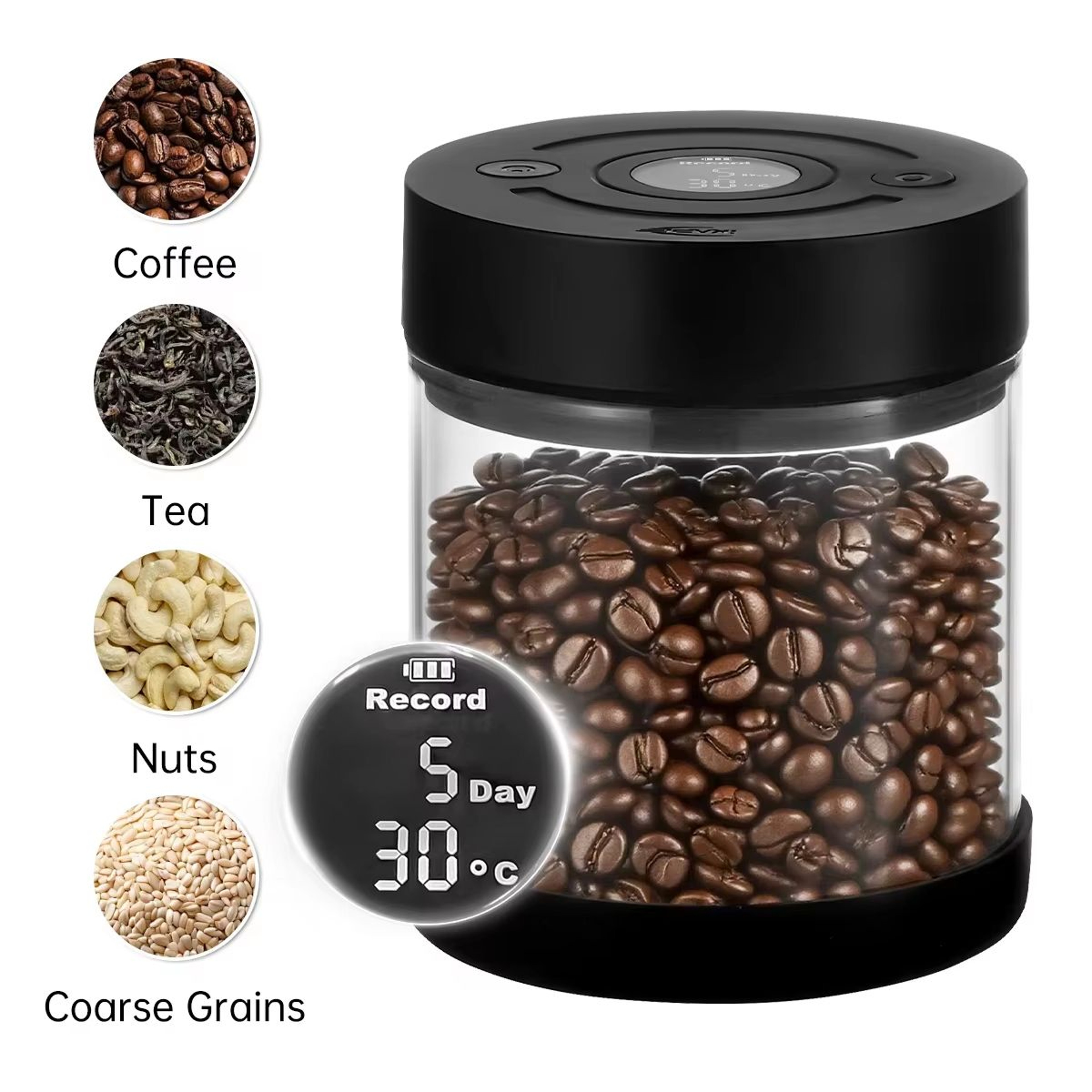 IKAPE Coffee Beans Vacuum Sealed Tank With Electric Digital Display  Smart Coffee Storage Canister 4