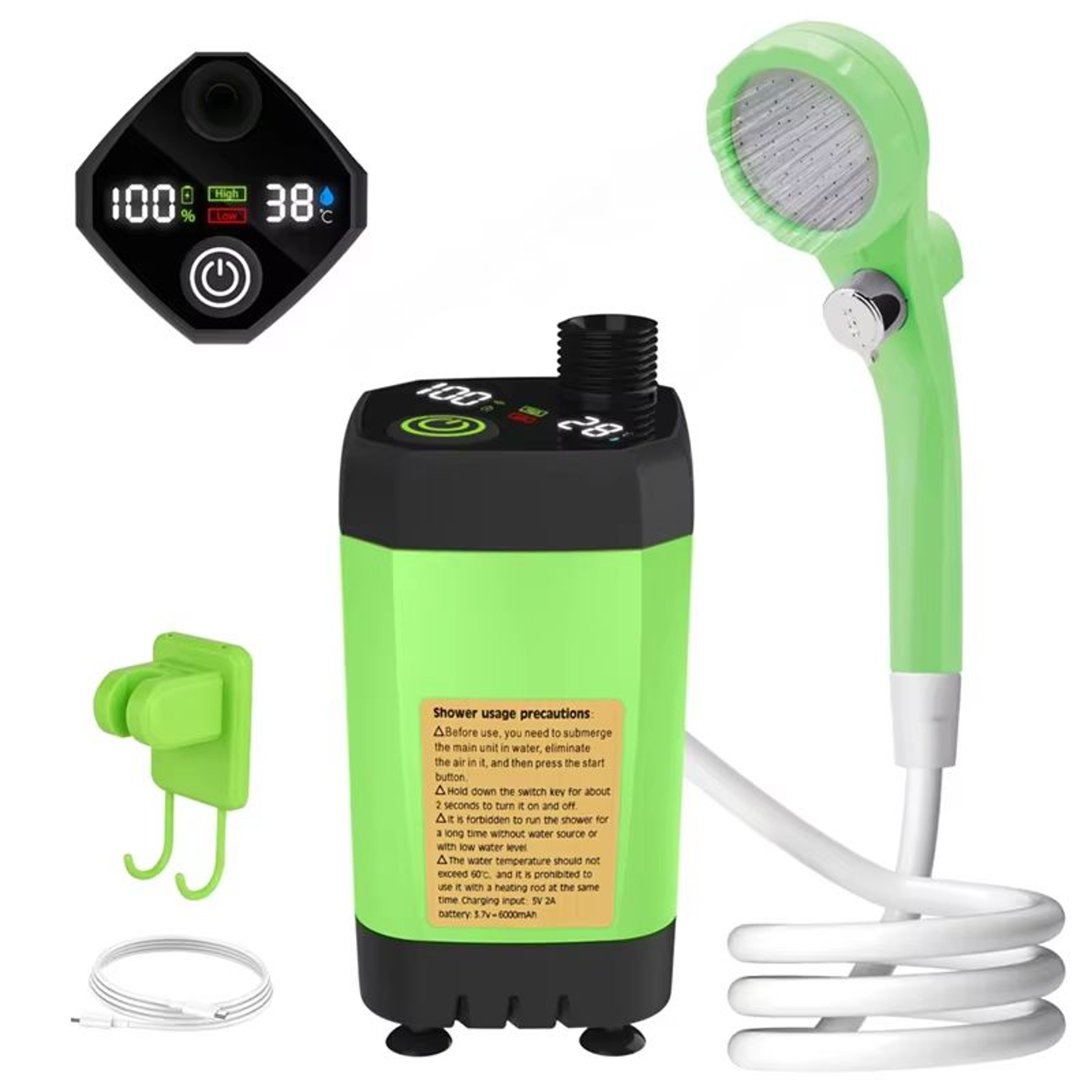 6000 MAh Portable Camping Shower Pump With Intelligent Digital Display 7