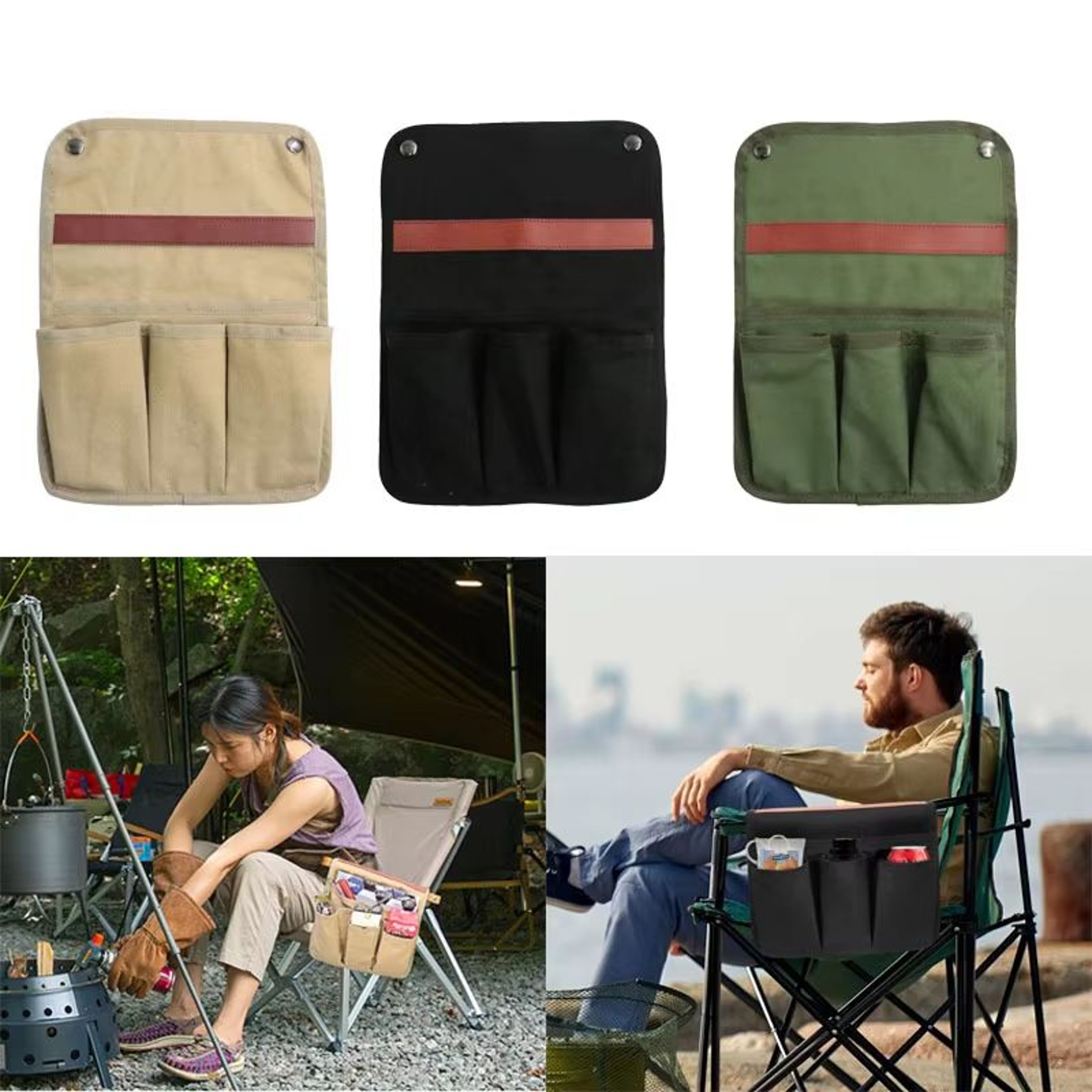 Outdoor Portable Chair Armrest Storage Bag Organizer For Camping And Fishing 0