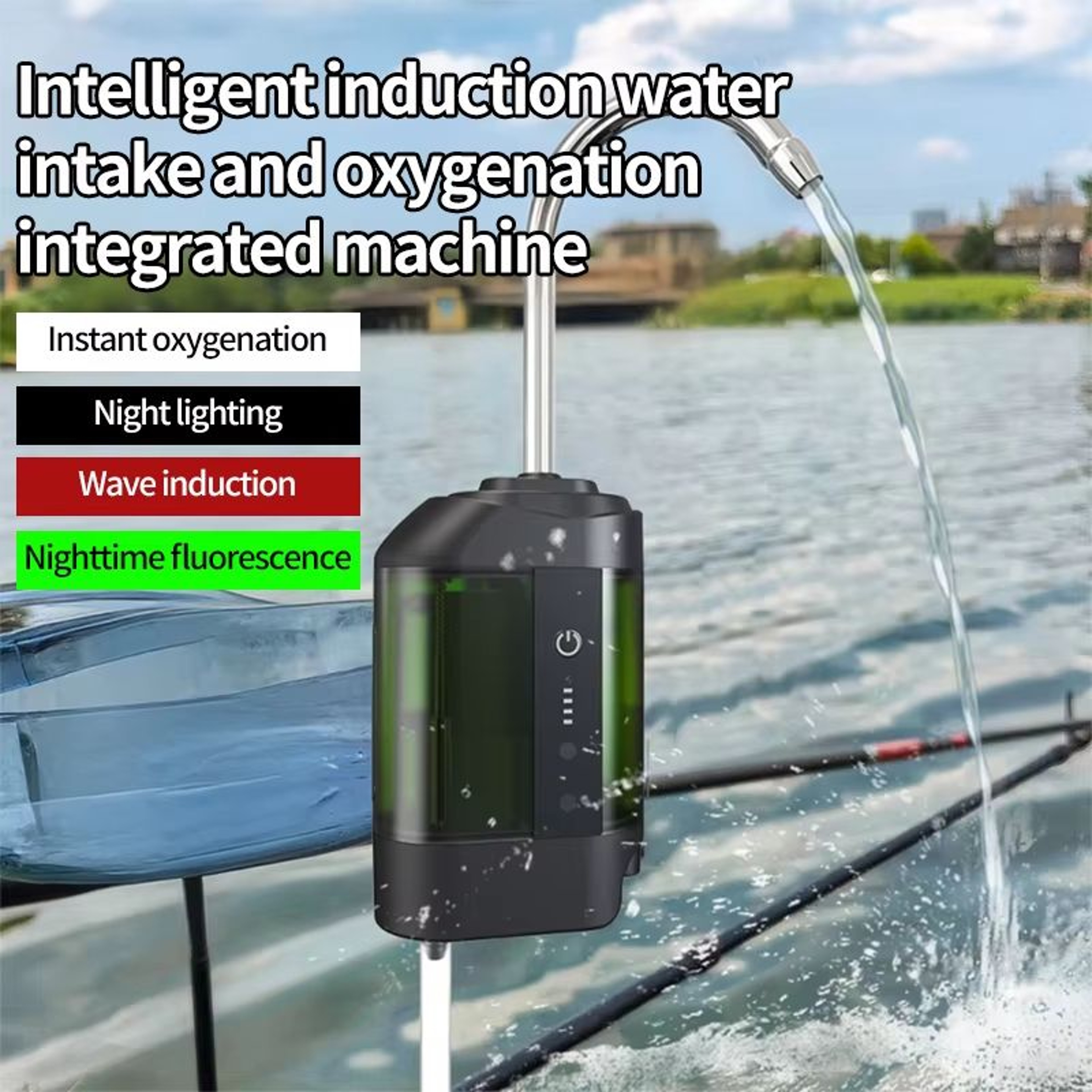 Outdoor USB Portable Fishing Oxygen Pump With Intelligent Sensor And LED Light 0