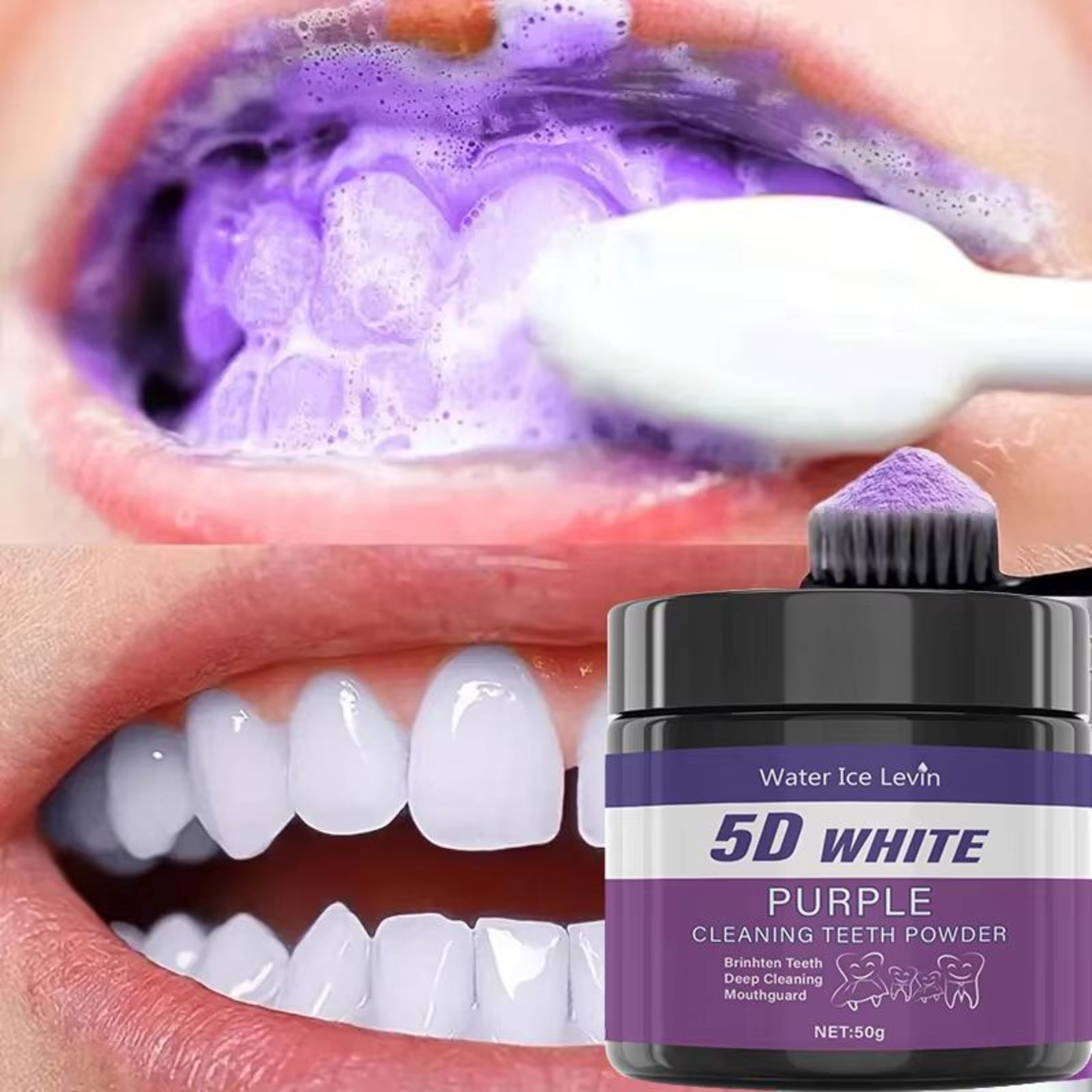 BrilliantSmile Purple Teeth Whitening Powder Daily Deep Clean Polishing Formula 0