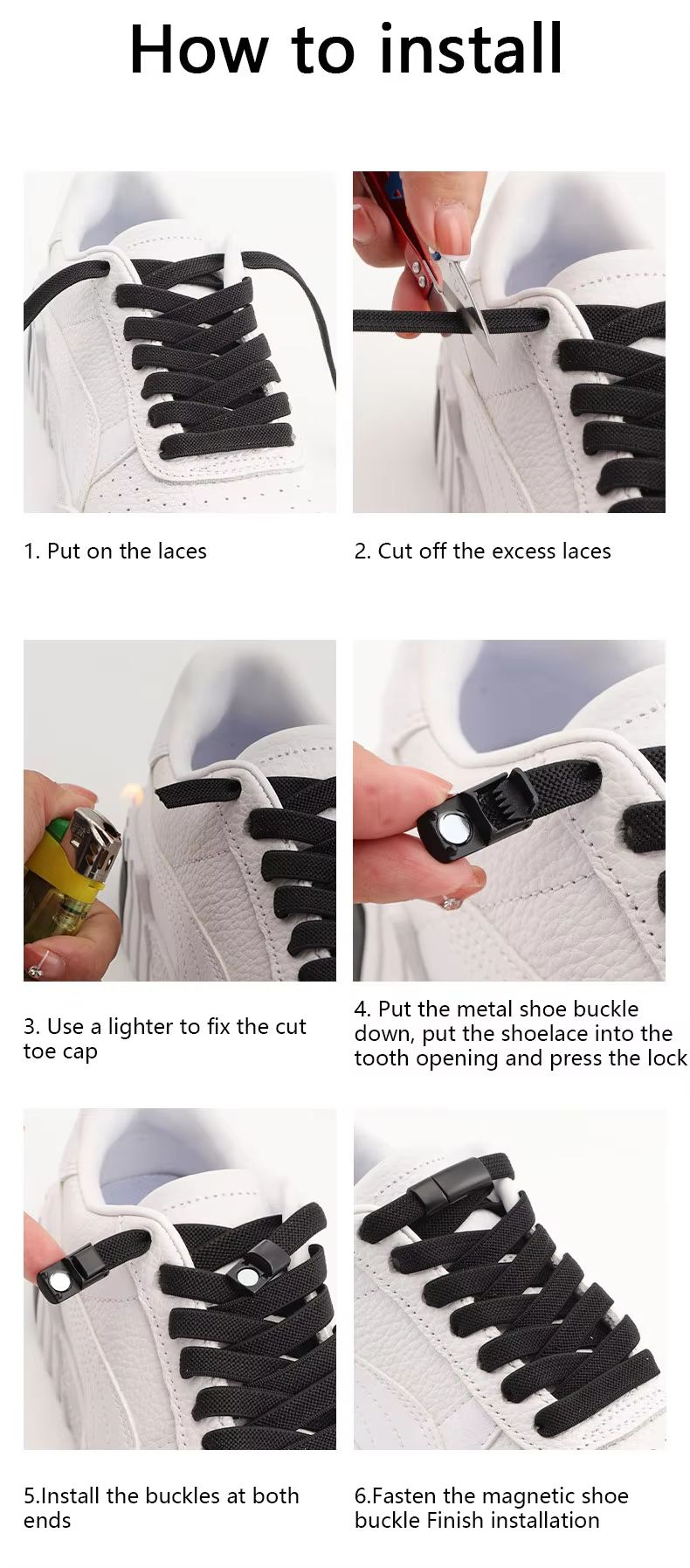 Magnetic NoTie Flat Elastic Shoelaces With Clip  Stretch Sneaker Laces For Men Women And Kids 5