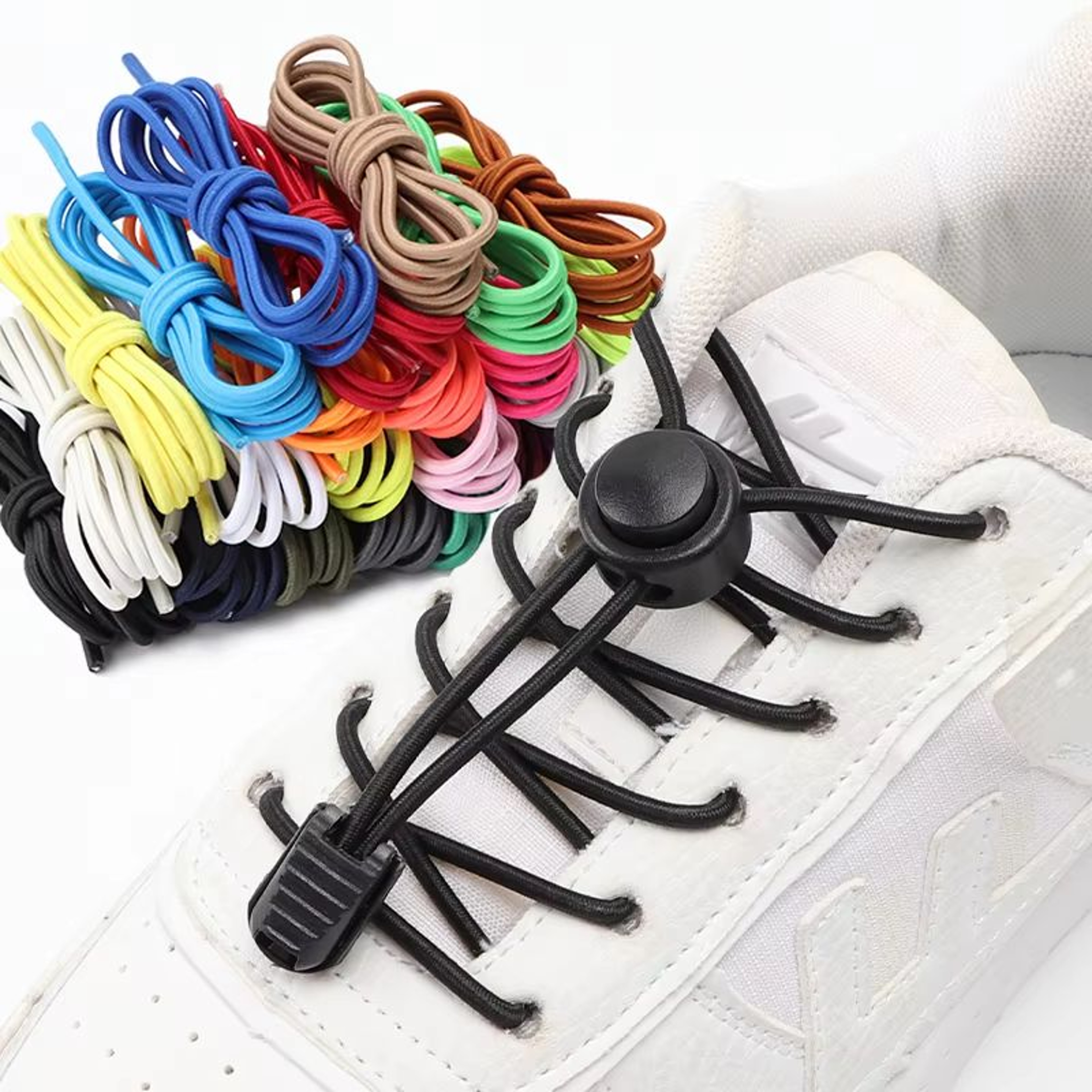 No Tie Round Spring Lock Elastic Shoelaces For Quick Wear  All Shoes 1