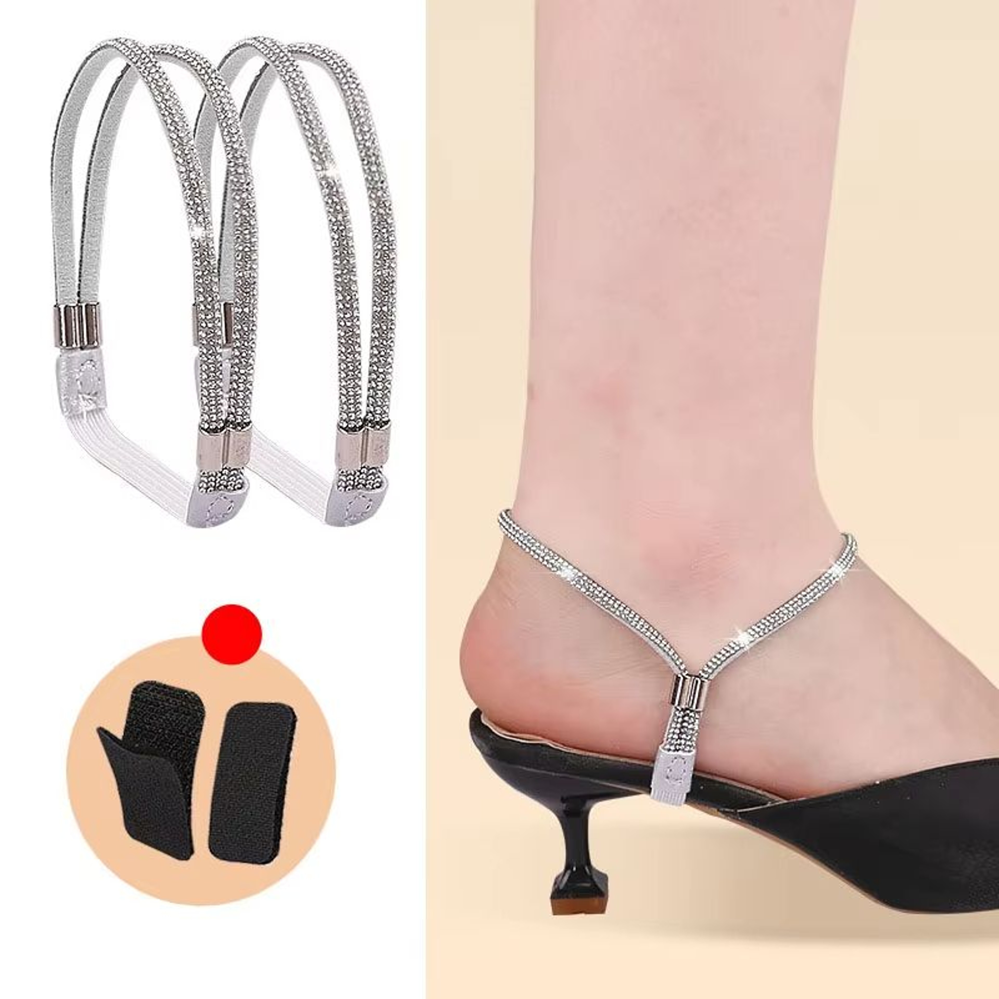 Elegant Rhinestone Anti Slip Heel Straps For High Heels And Pumps 5