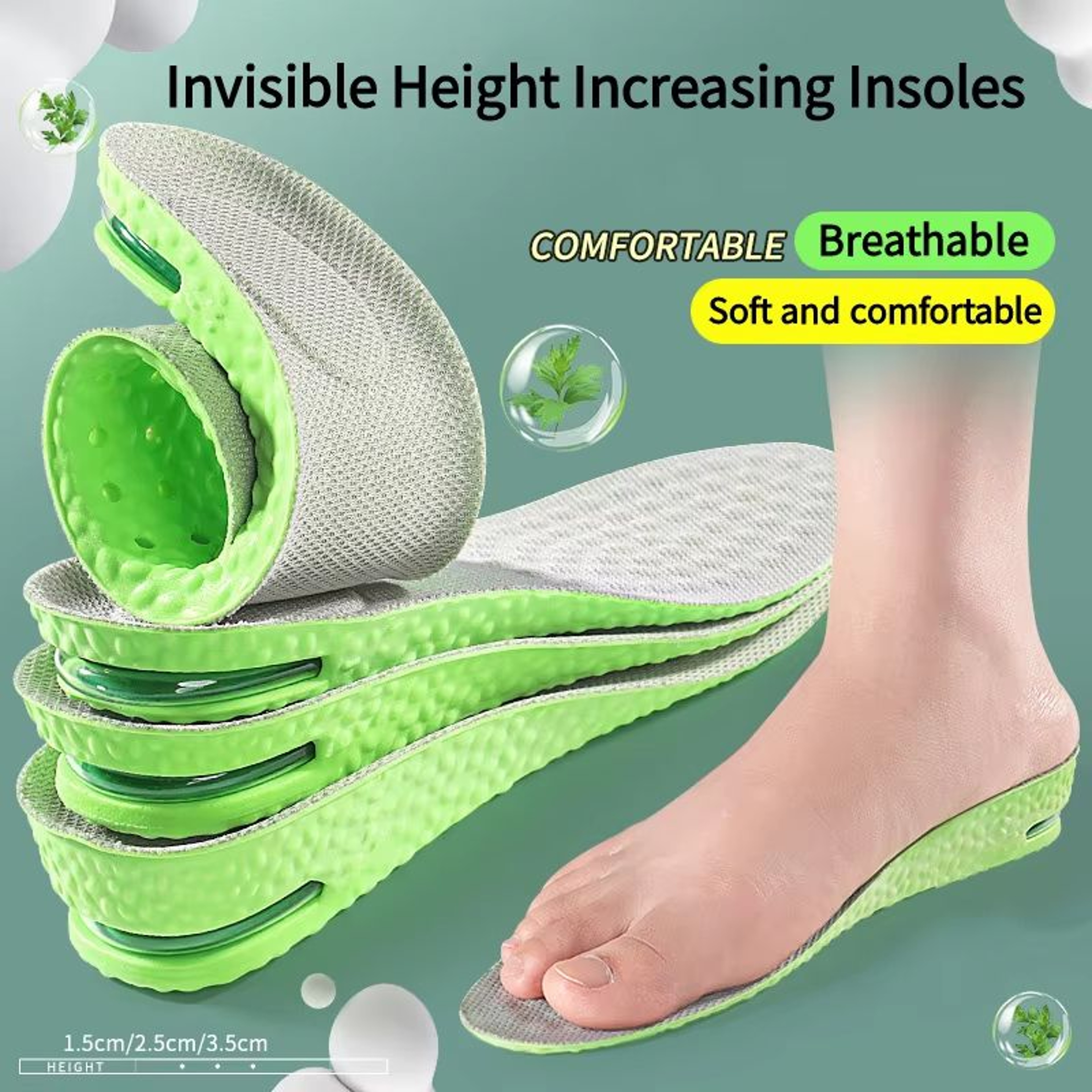 Breathable Air Cushion Height Increase Insoles For Sports  Everyday Comfort 3