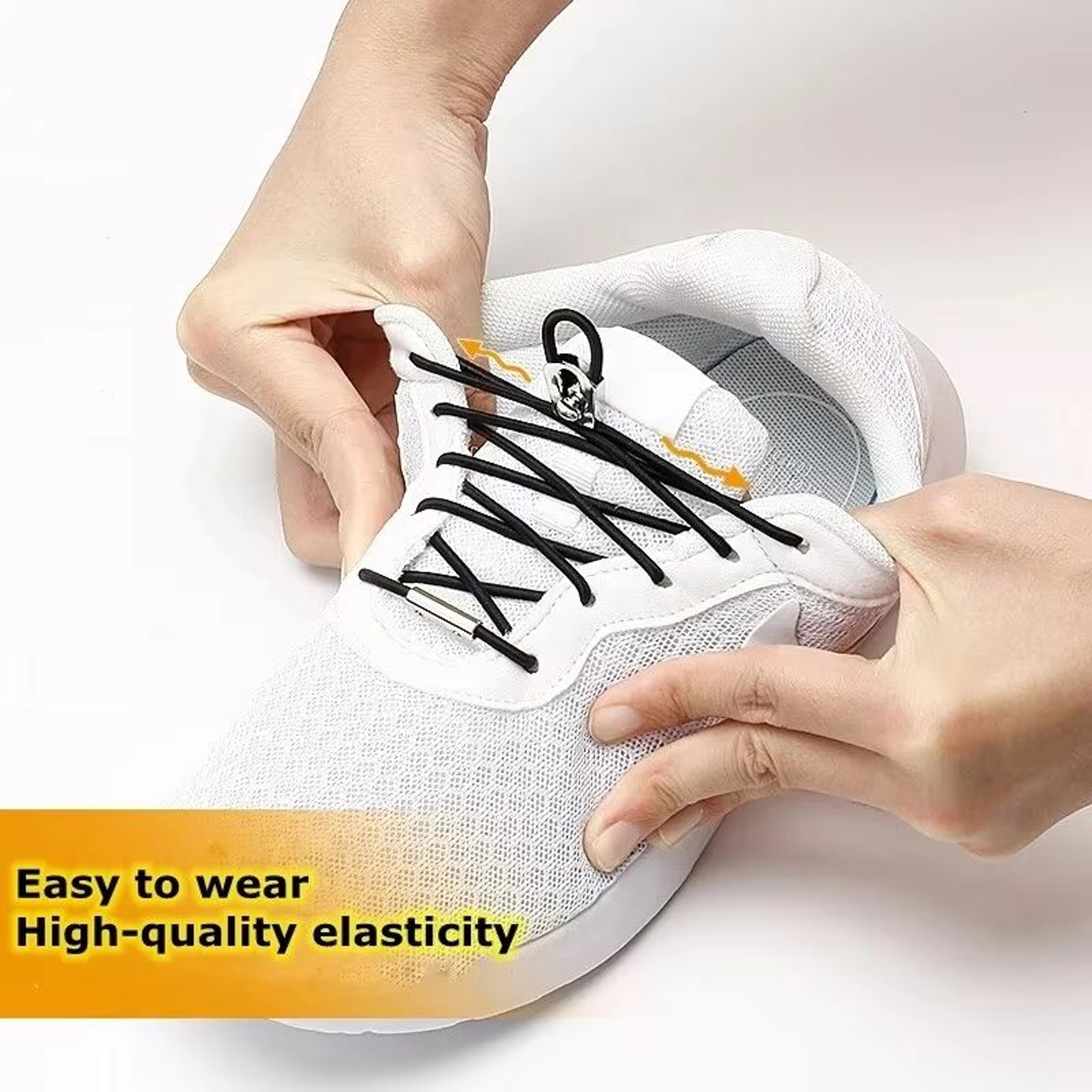 Reflective Elastic NoTie Shoelaces With Metal Sliding Lock 2
