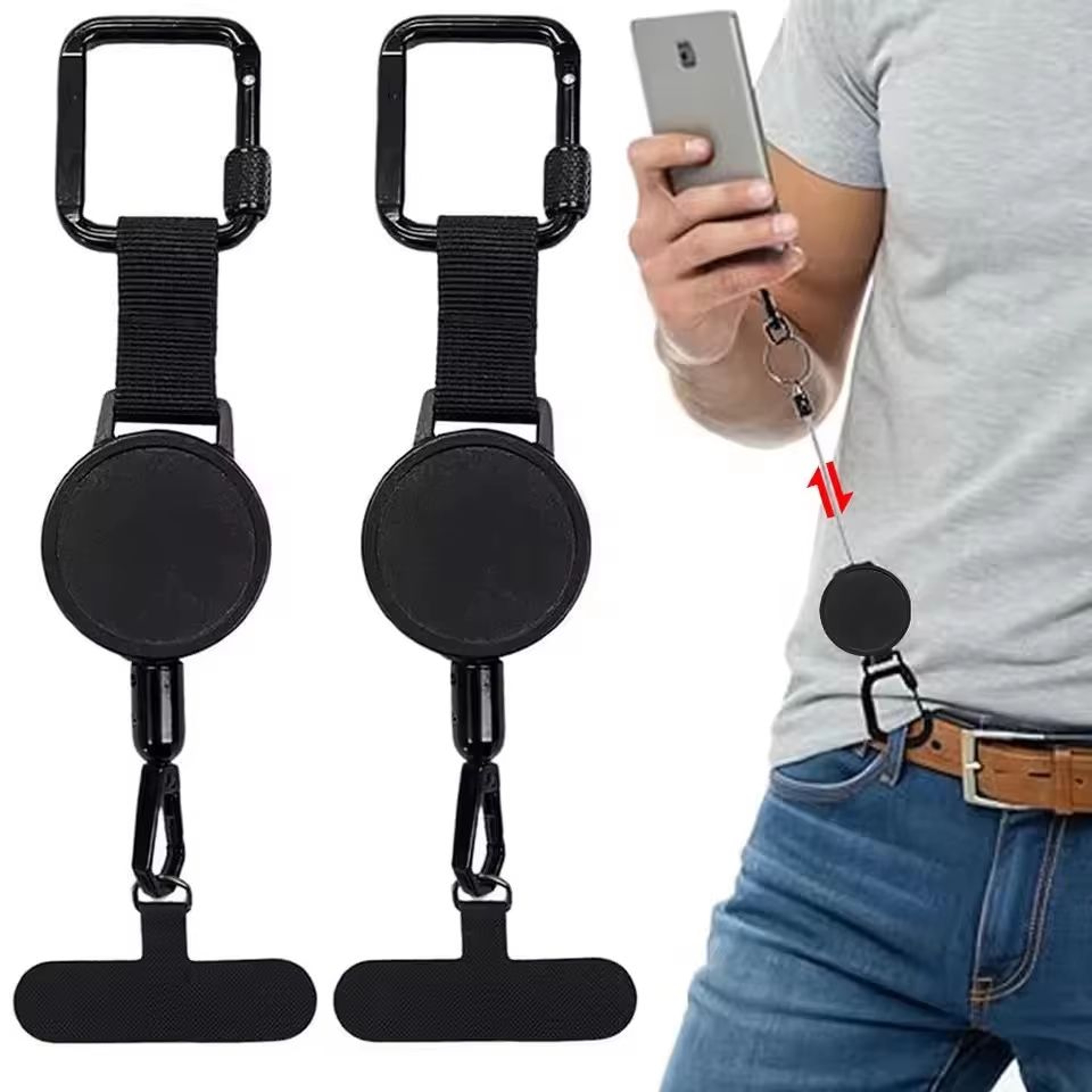 Retractable AntiTheft Phone Lanyard With Carabiner For Outdoor Safety 0