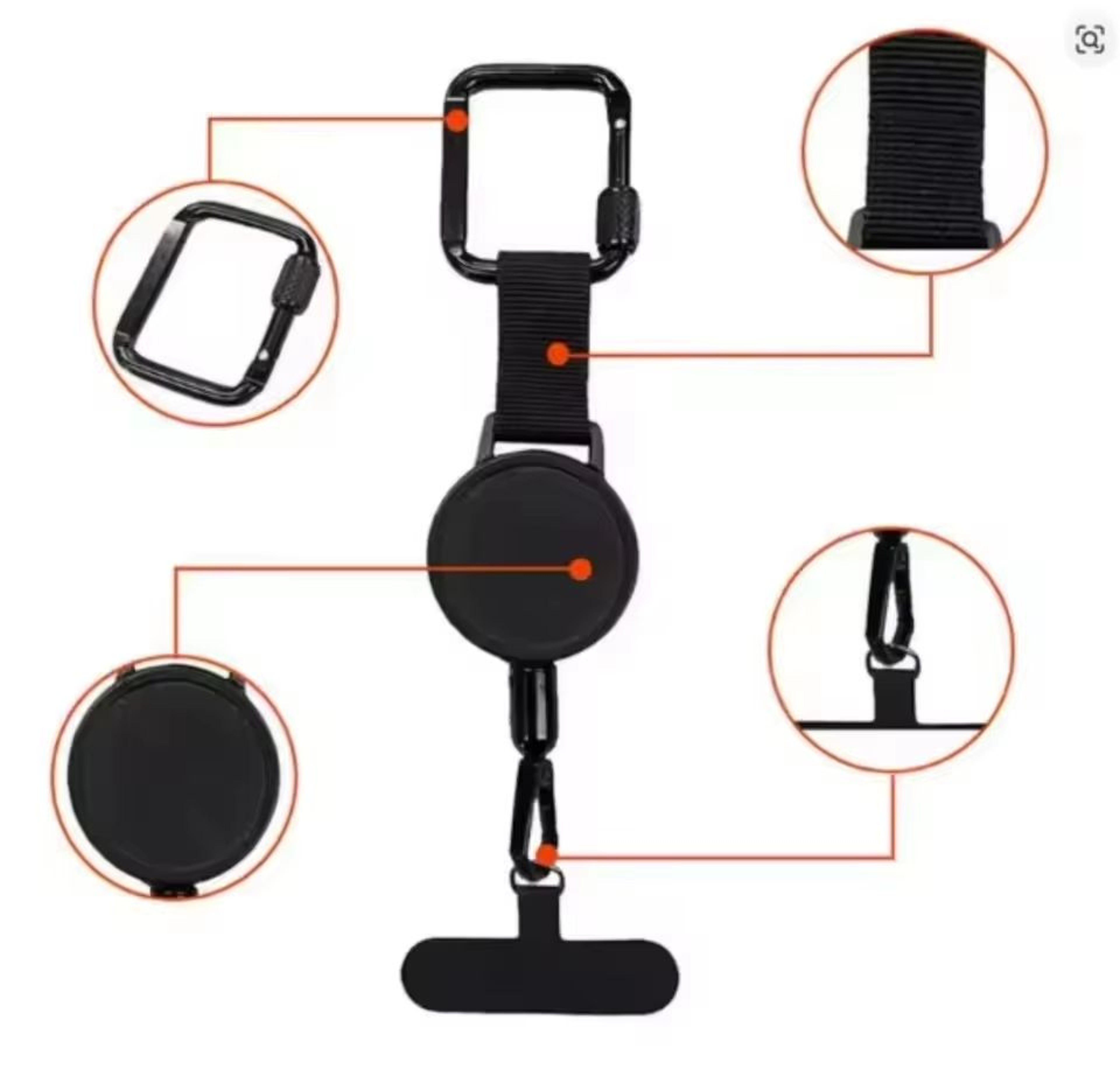 Retractable AntiTheft Phone Lanyard With Carabiner For Outdoor Safety 4