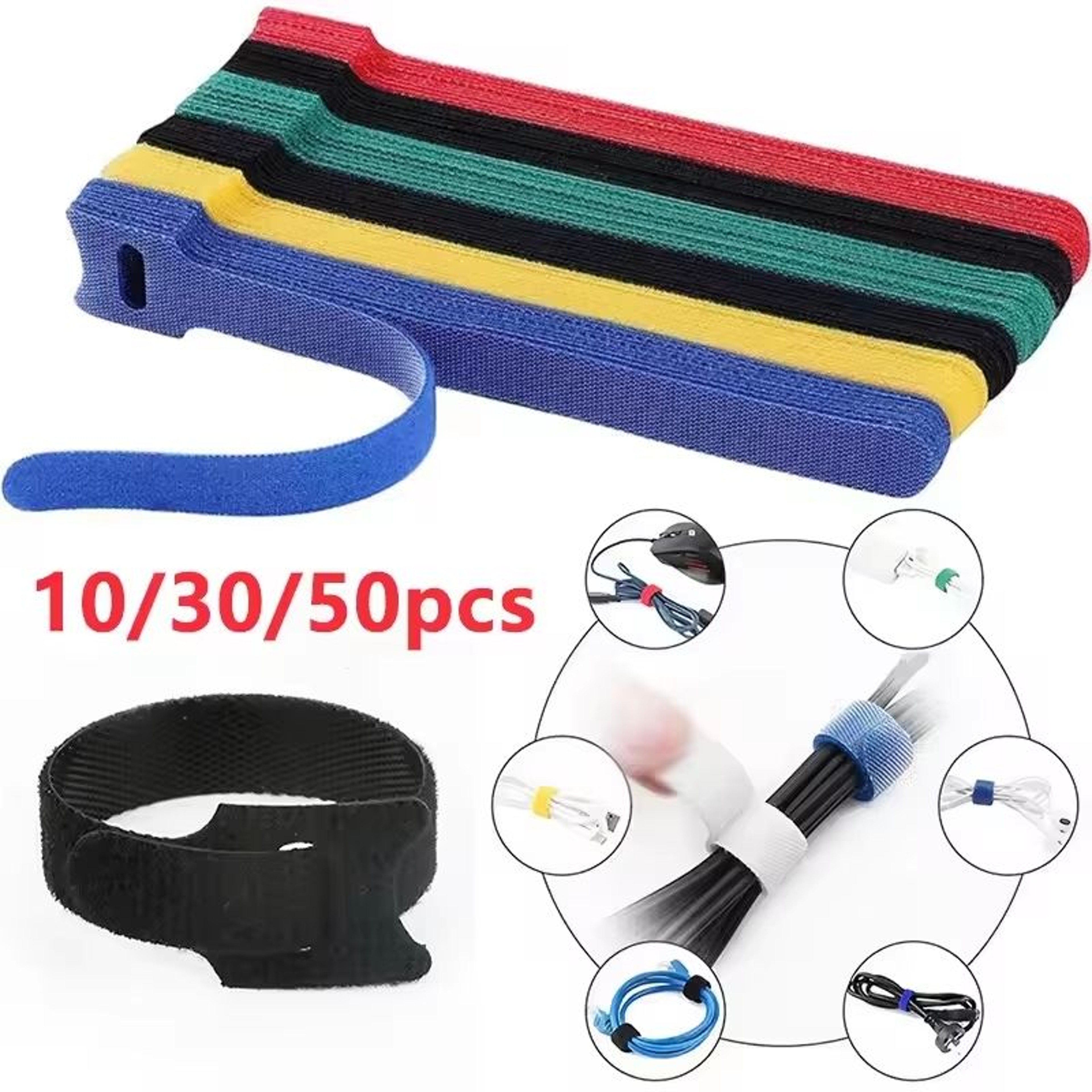 Reusable Hook And Loop Cable Straps For Cord And Wire Organization 0
