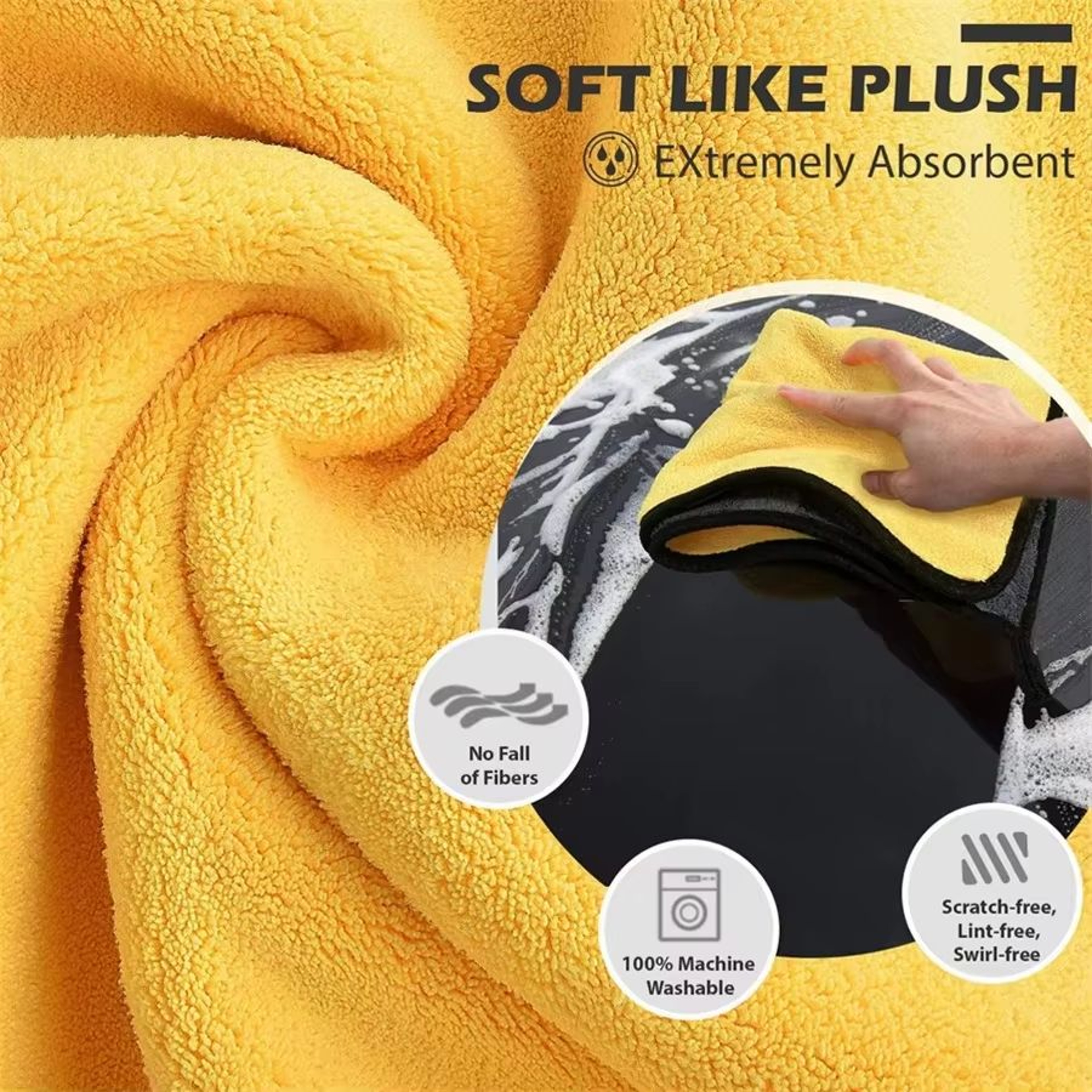 Thick Microfiber Car Cleaning Towels Double Layer Soft Drying Cloth Set 3