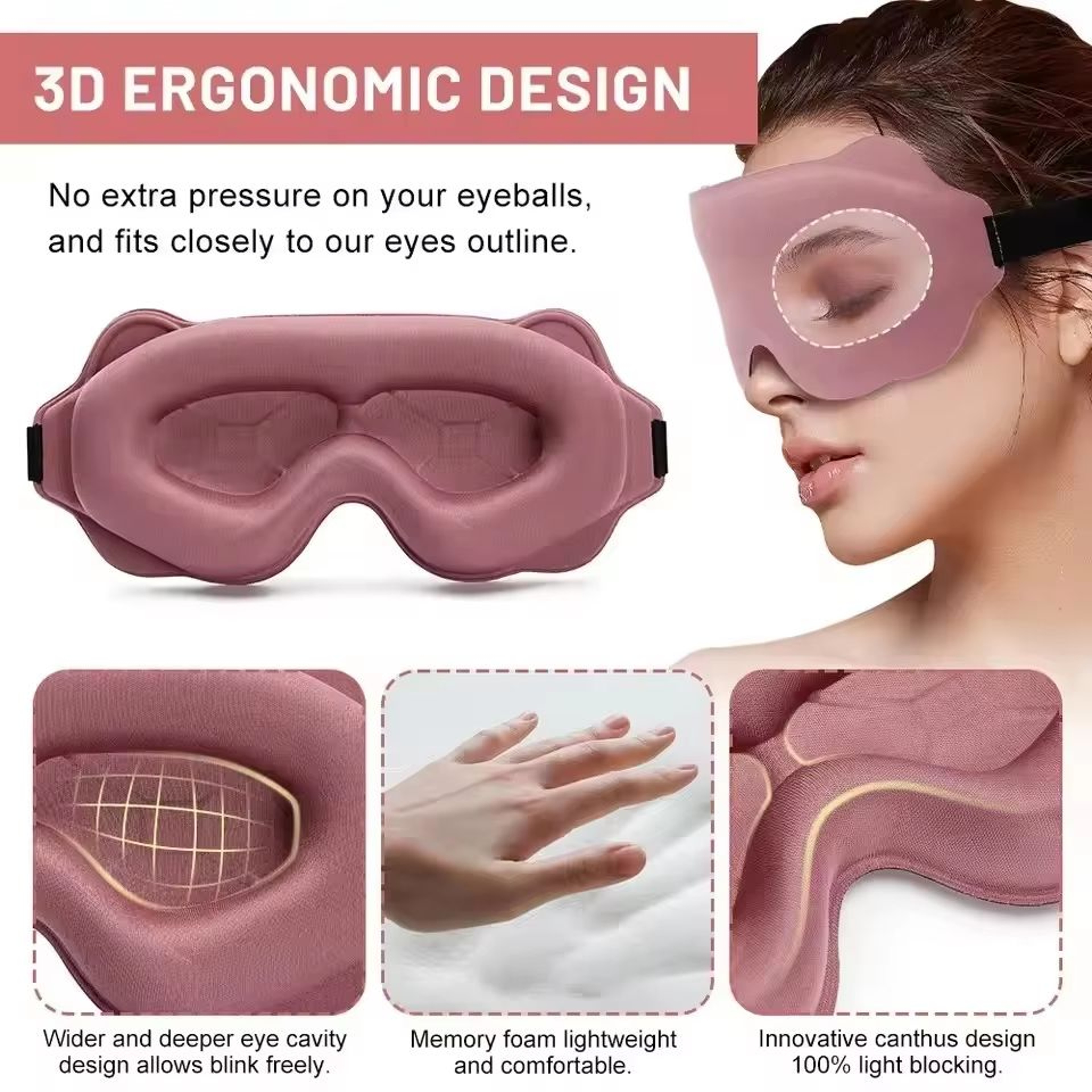 6D Block Out Light Sleep Mask With Soft Breathable Comfort For Travel  Night Sleep 3