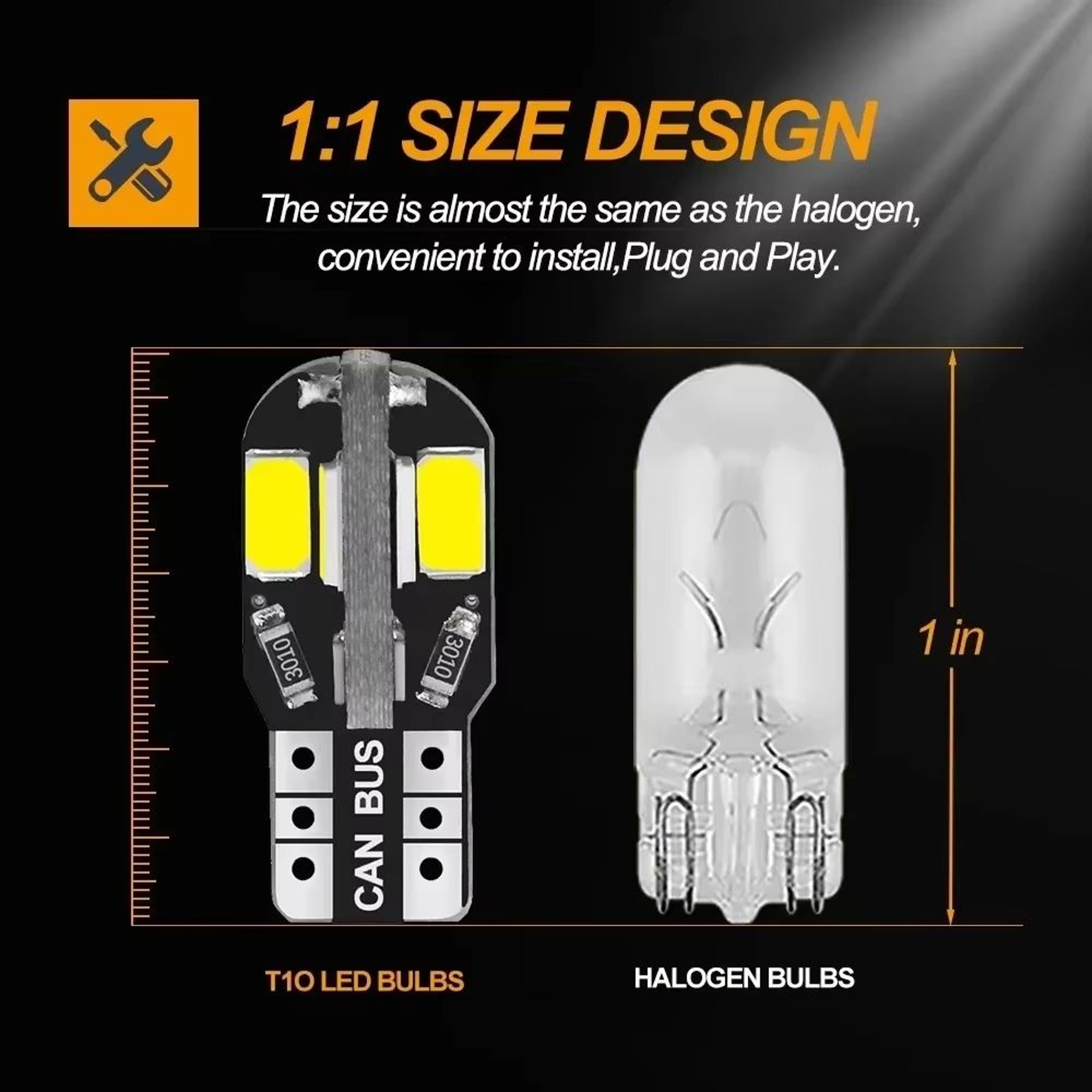 Canbus W5W T10 LED Bulbs 5730 8SMD 6000K For Car Interior  Exterior Lighting 3