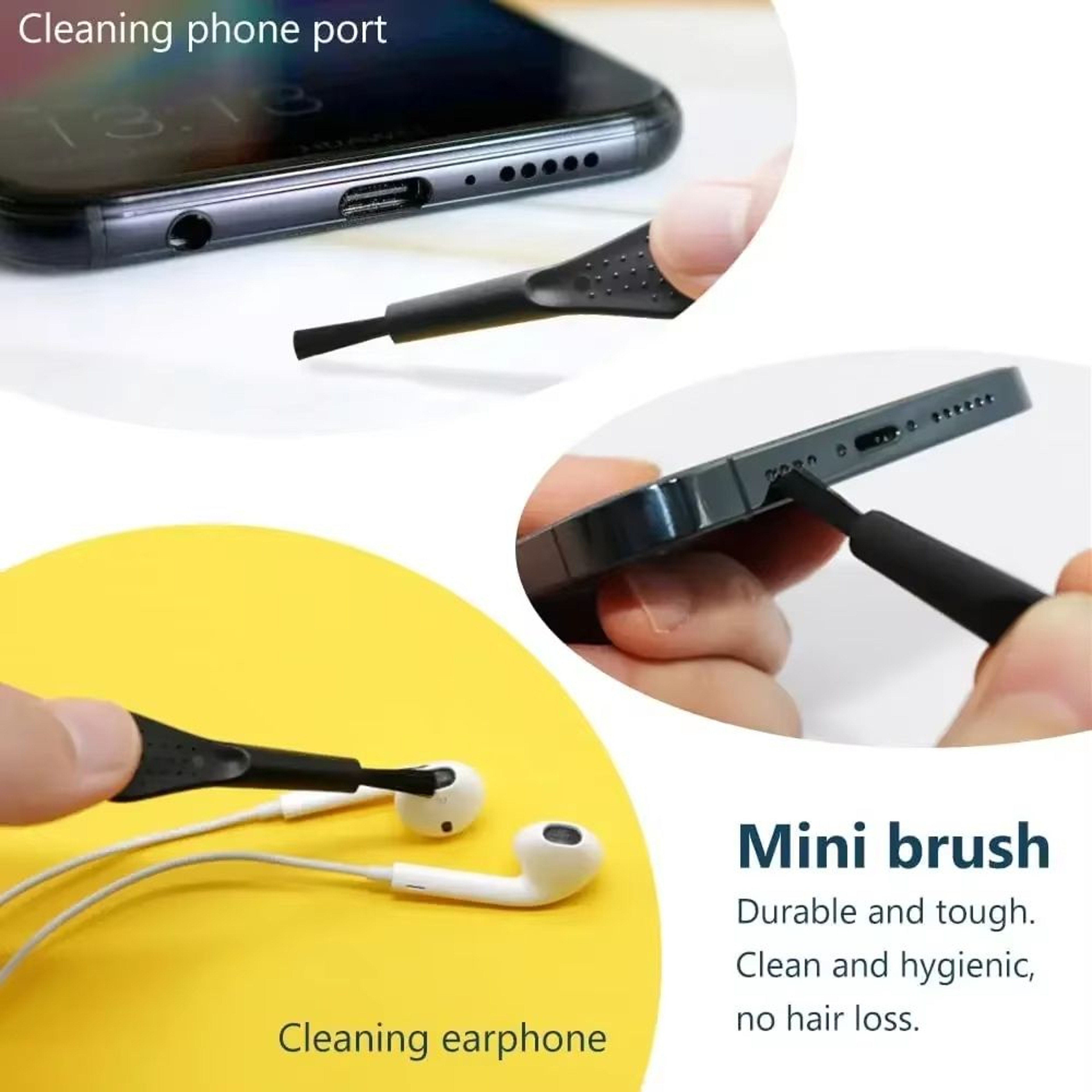 Universal Mobile Phone Charging Port Dust Plug  Cleaning Brush Kit 2
