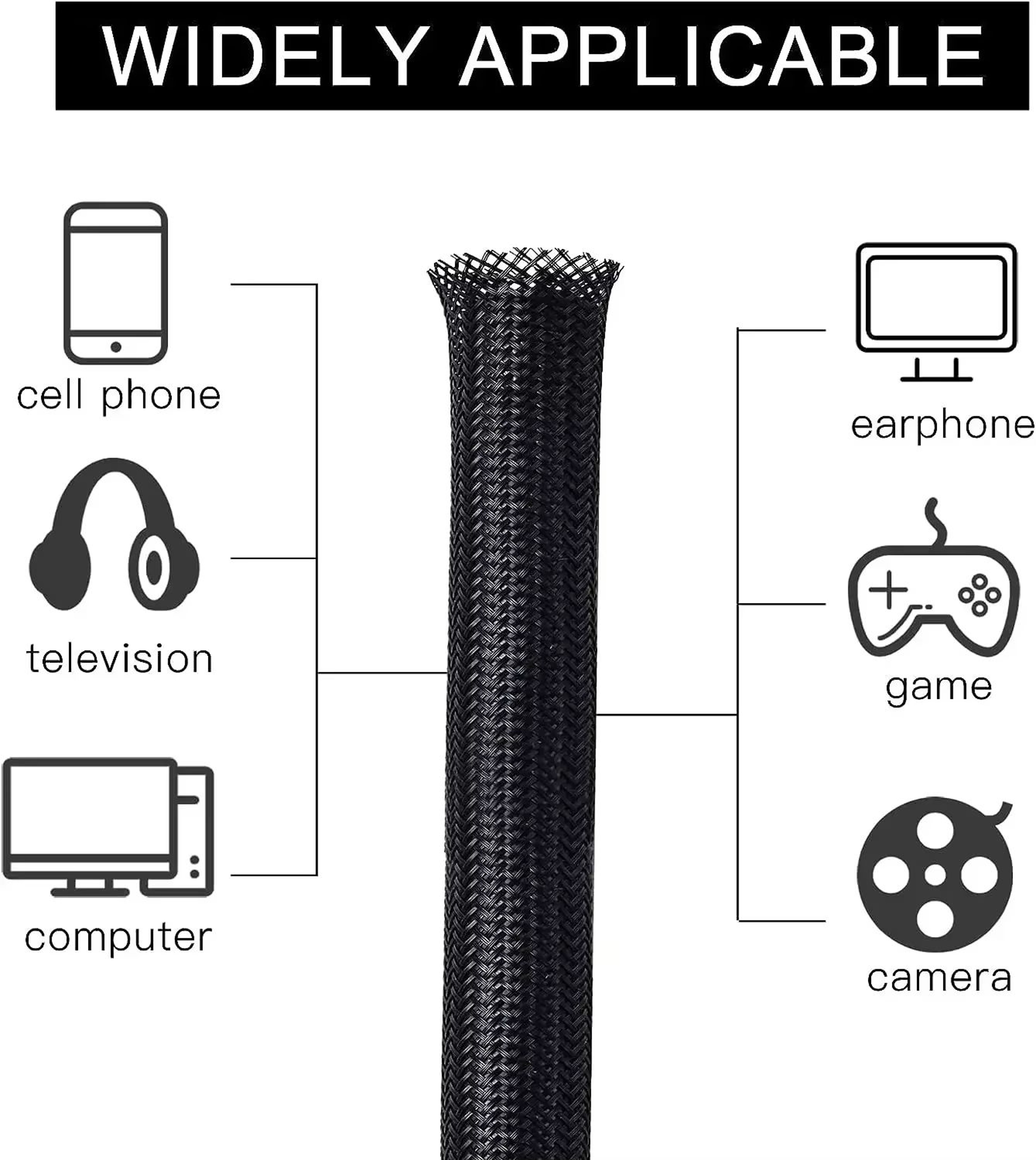 Braided PET Nylon Cable Sleeve Wrap For Wire Protection 33ft  164ft 3