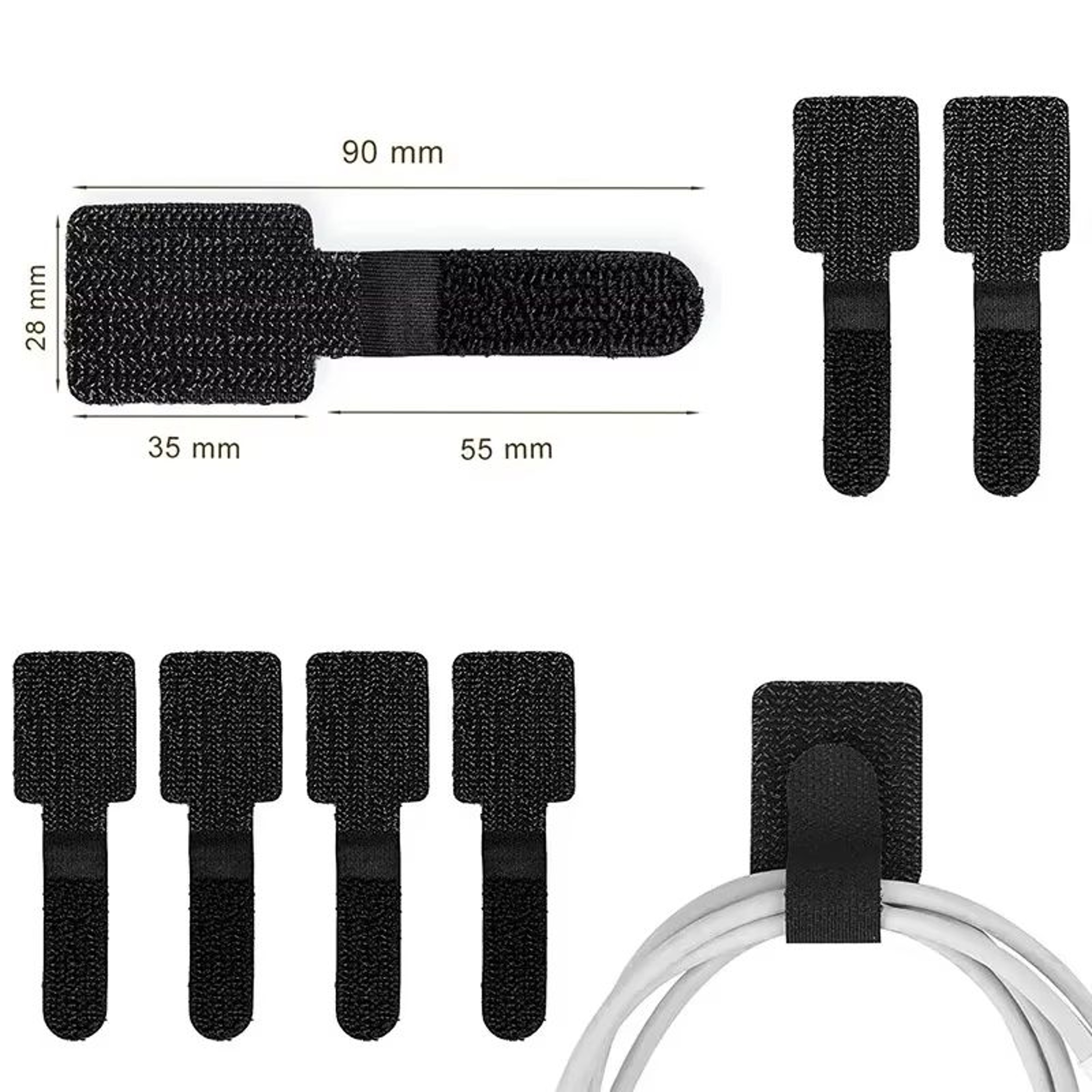 Reusable SelfAdhesive Cable Ties Adjustable Cord Organizer Straps 3