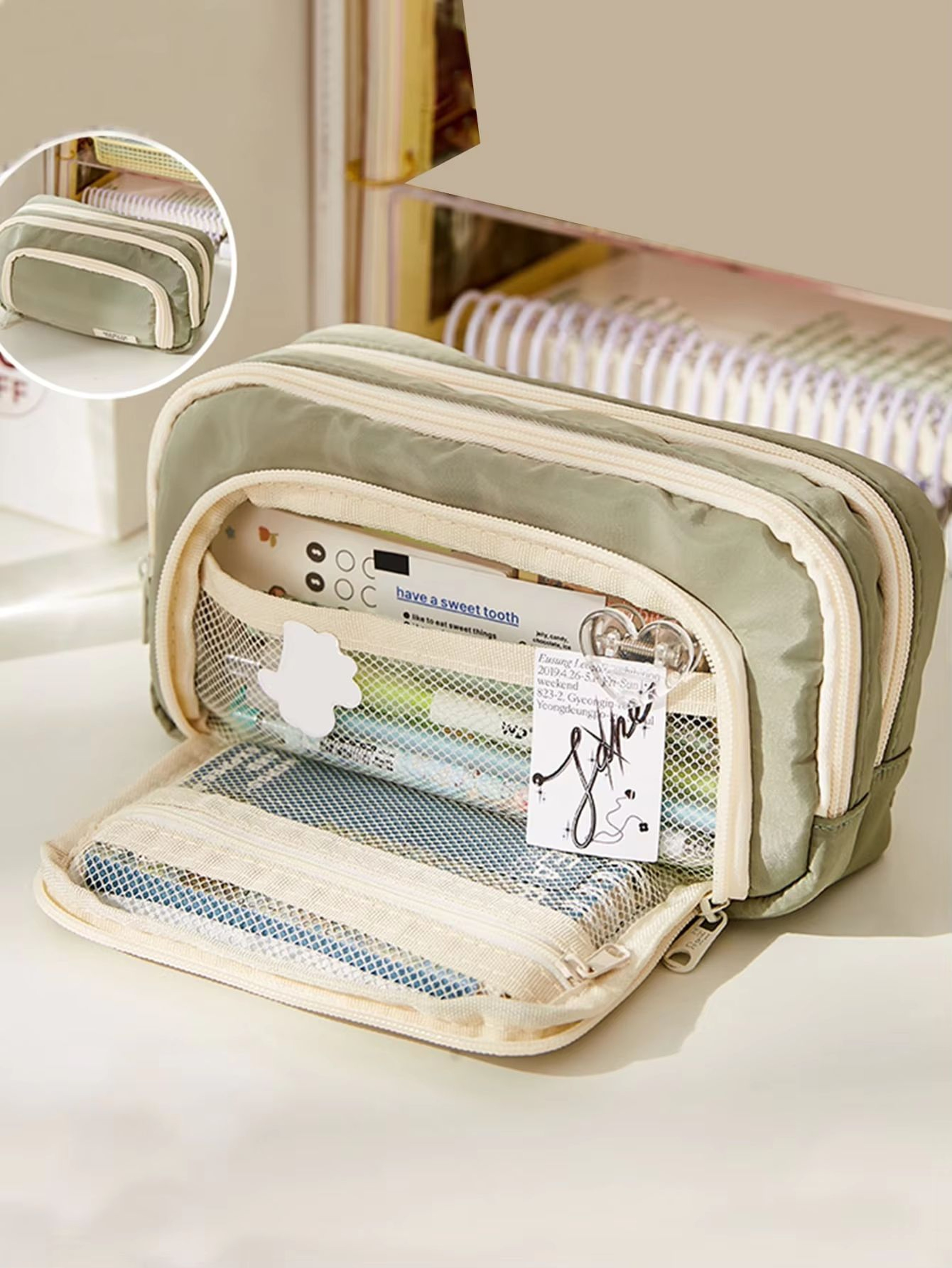 Large Capacity Canvas Organizer MultiLayer Storage Bag With Durable Zipper And Stylish Colors Porta 9