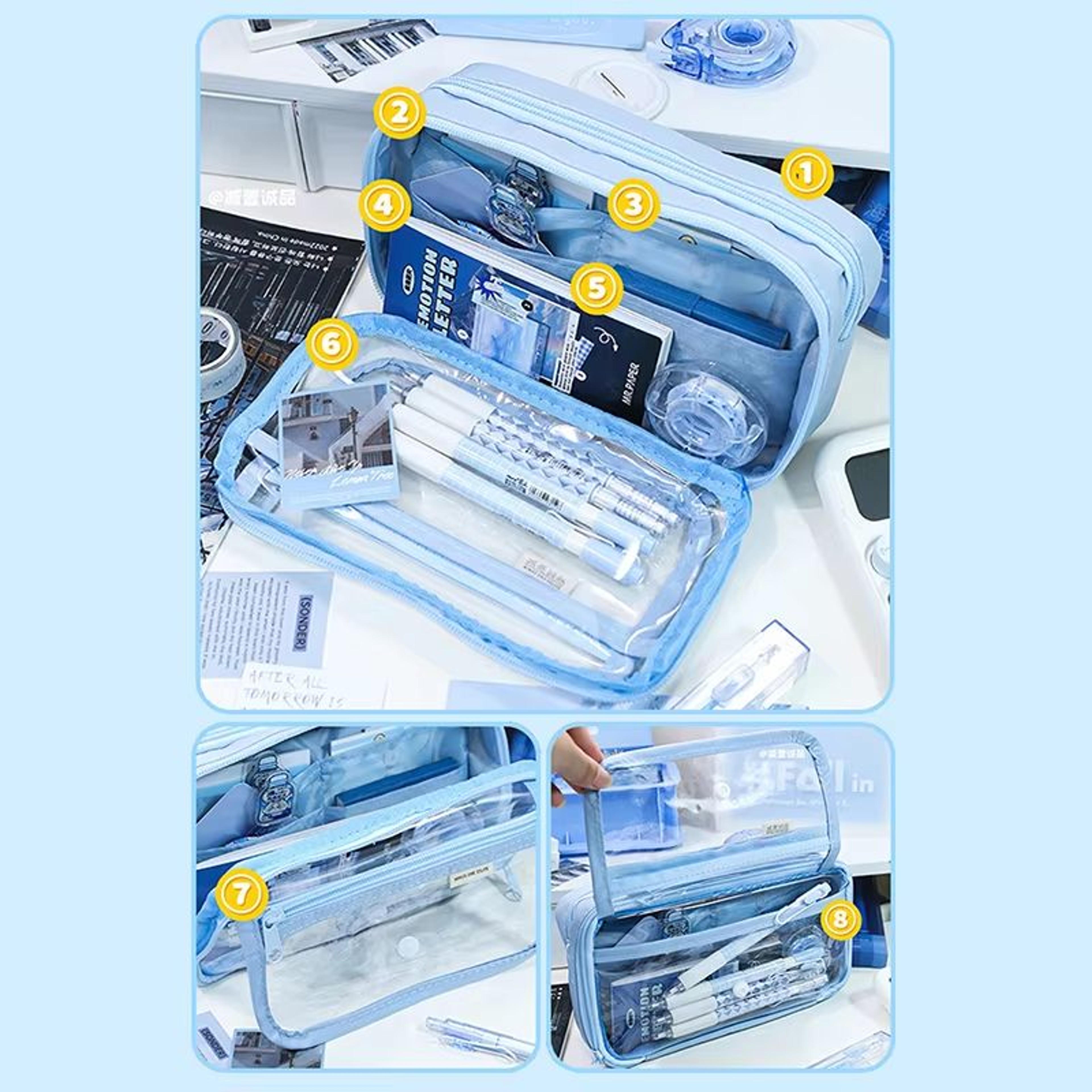 Pencil Bag For School Students With Large Capacity MultiFunctional Pen Case Macaron Color Matching  3