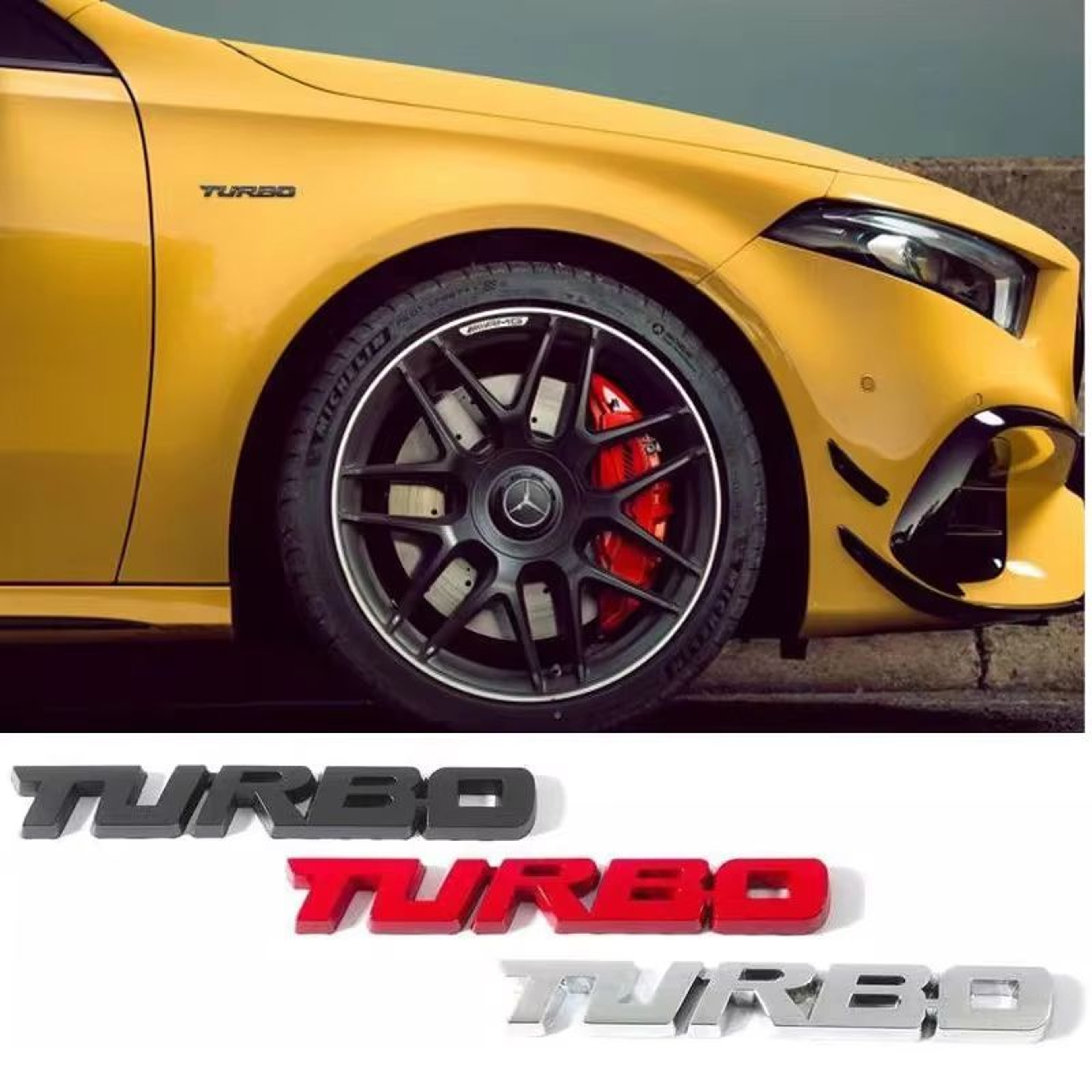 Metal 3D Turbocharged Car Badge Sticker Universal Car Modification Emblem 2