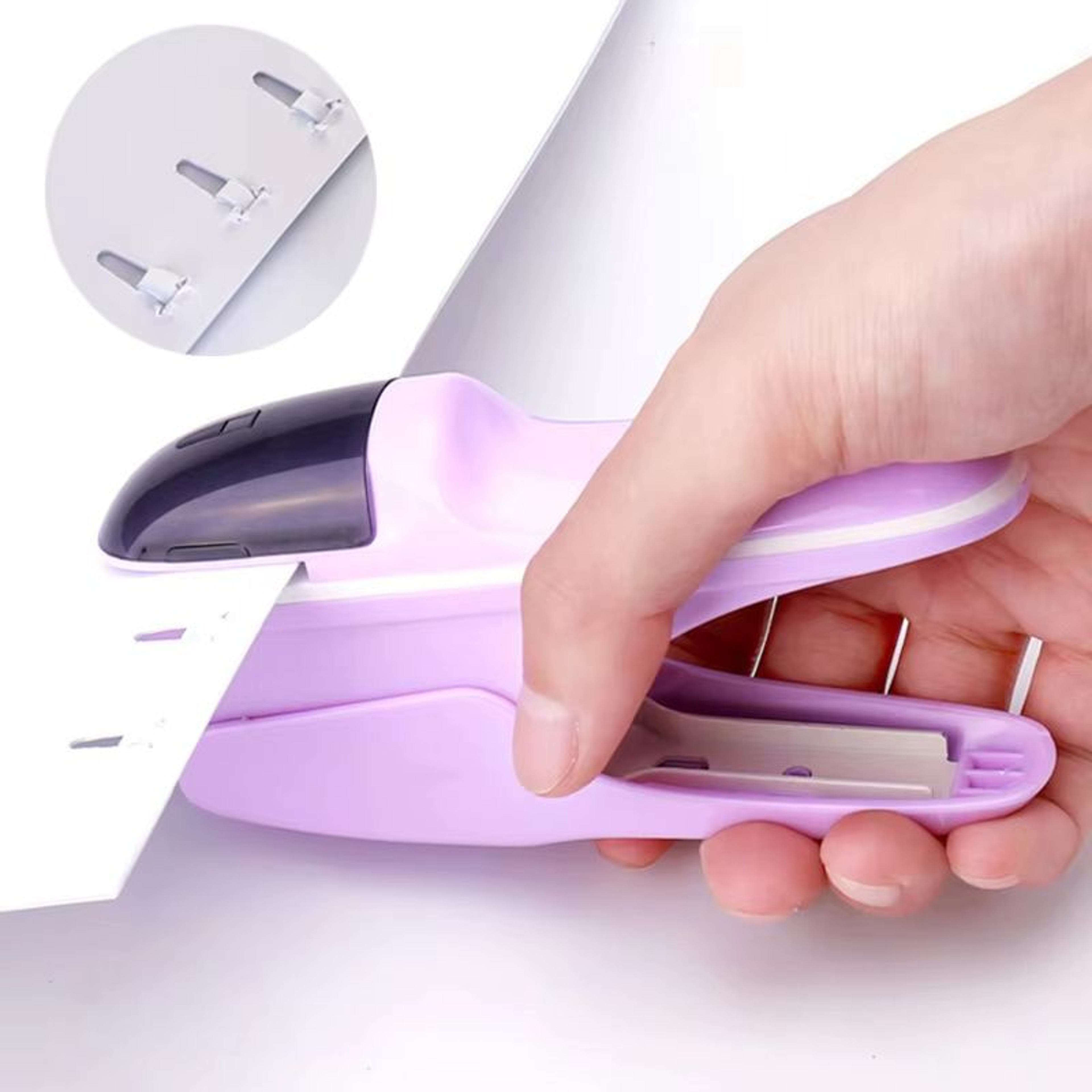 Desktop Stapleless Stapler Paper Binding Tool Office  School Document Fastener 0