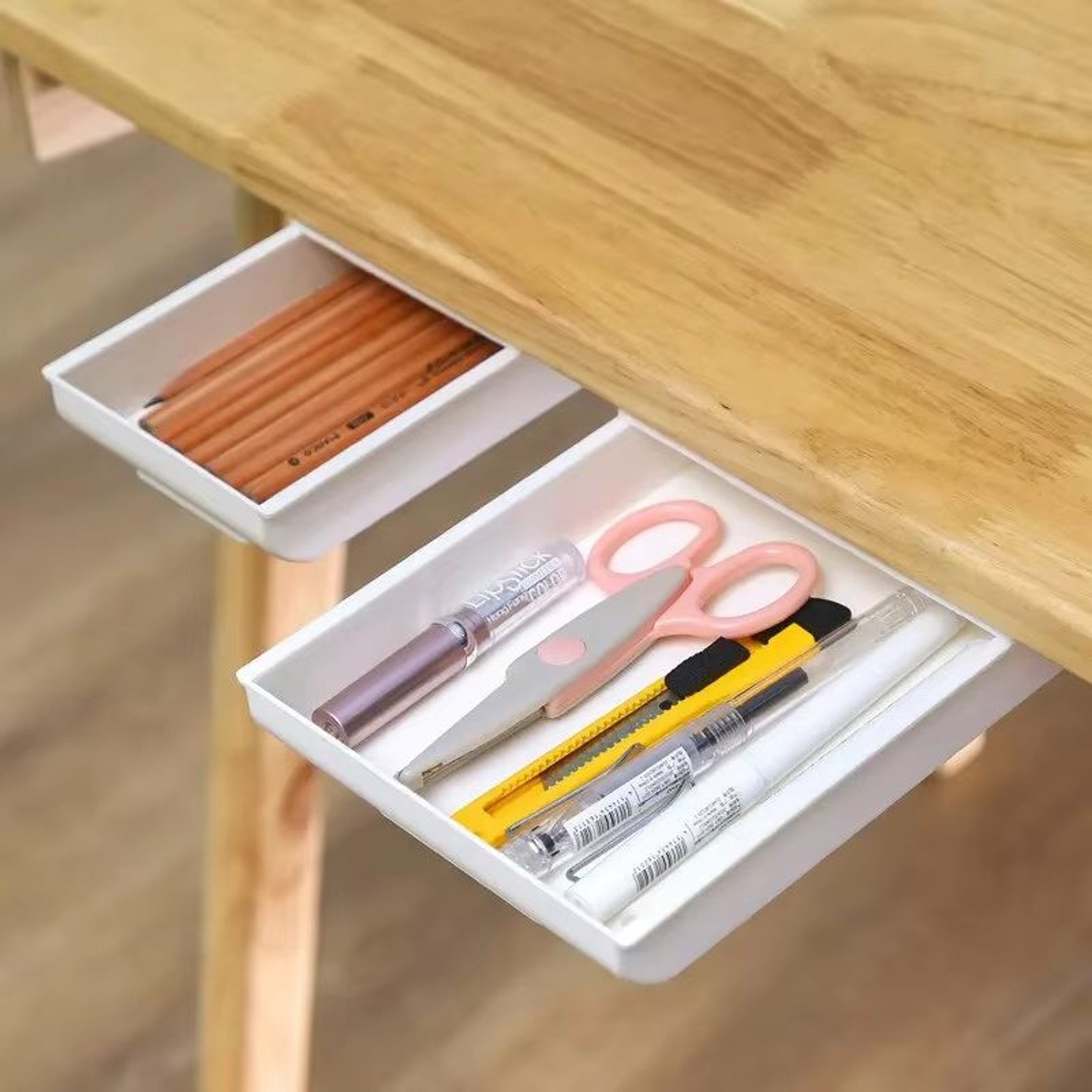Premium UnderDesk Hidden Storage Drawer  SelfAdhesive SpaceSaving Organizing Tray 0