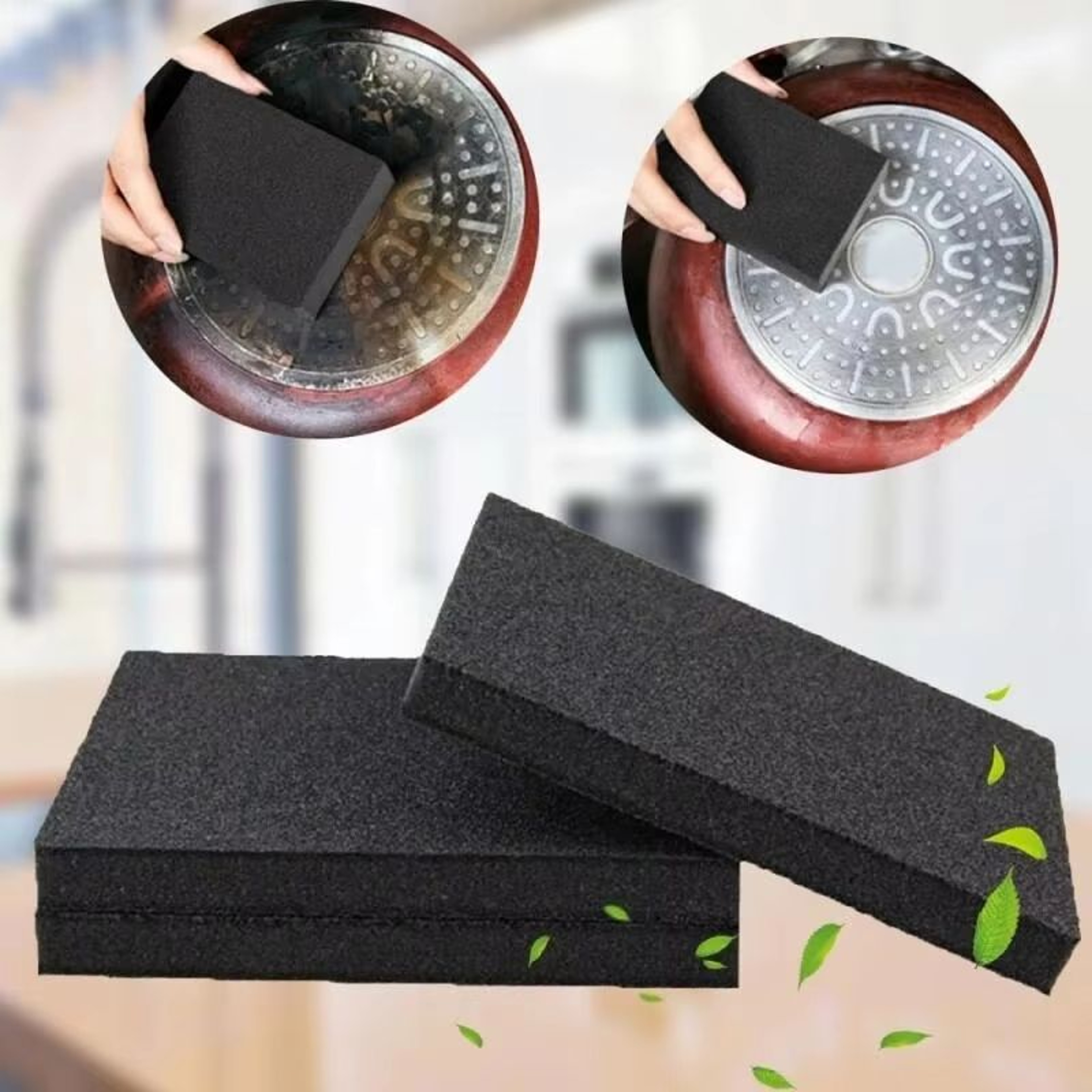 2PCS Emery Cleaning Sponges  HeavyDuty Pot  Rust Removal Kitchen Cleaning Pads 0