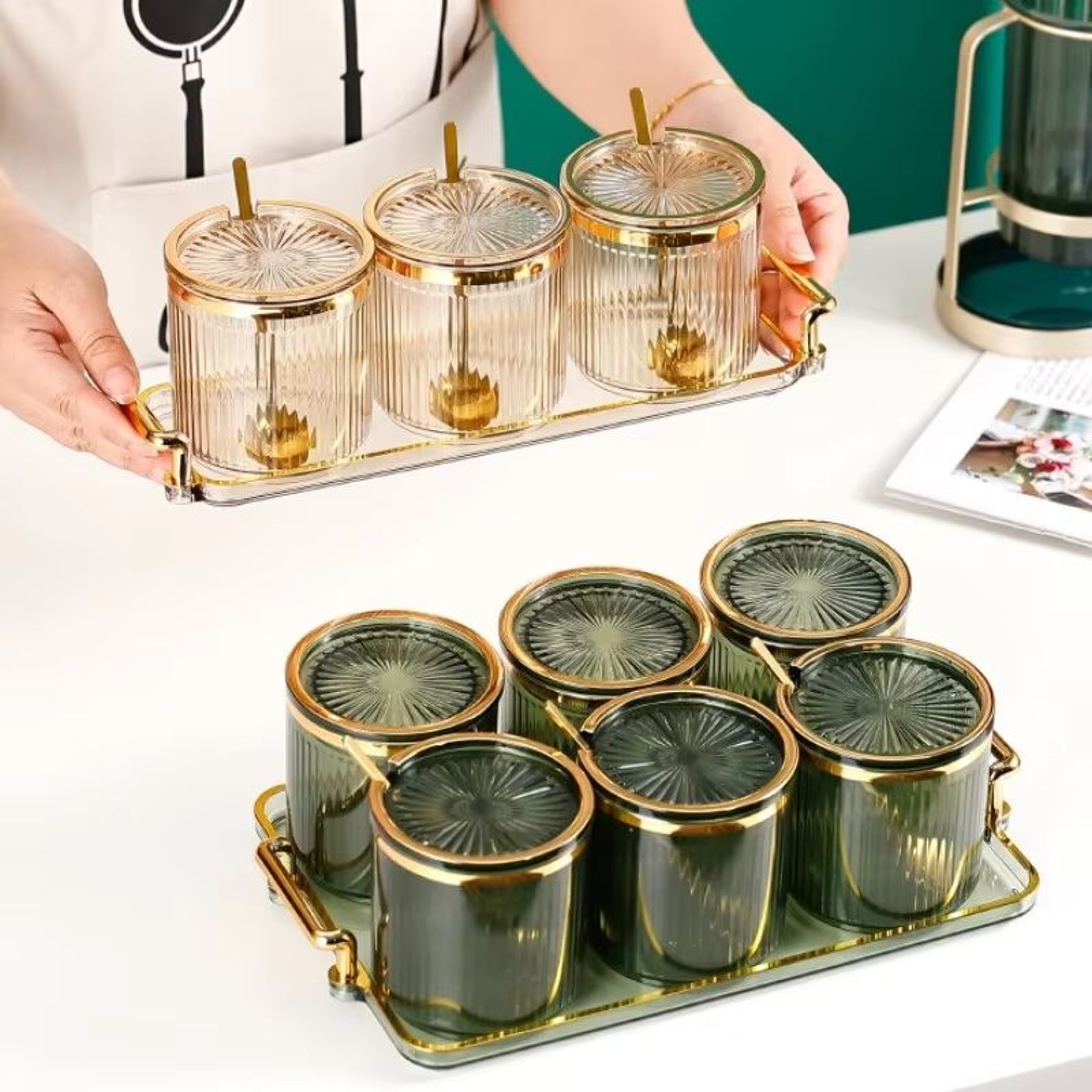 Premium Kitchen Seasoning Jar With Spoon  Household Spice Storage Bottle 4