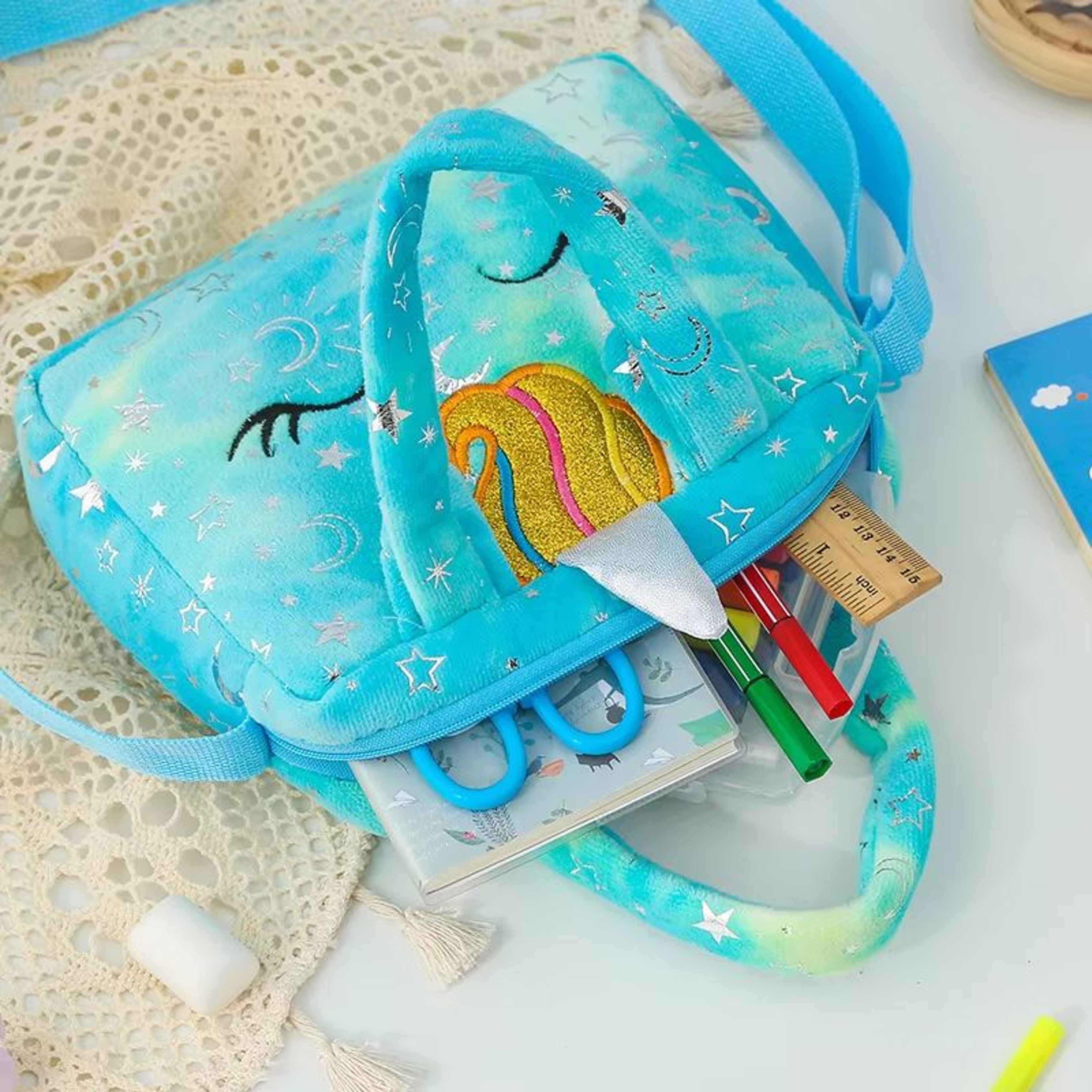 Kids Plush Unicorn Crossbody Bag  Soft Shoulder Handbag Coin Purse For Girls 768x610x205in 2