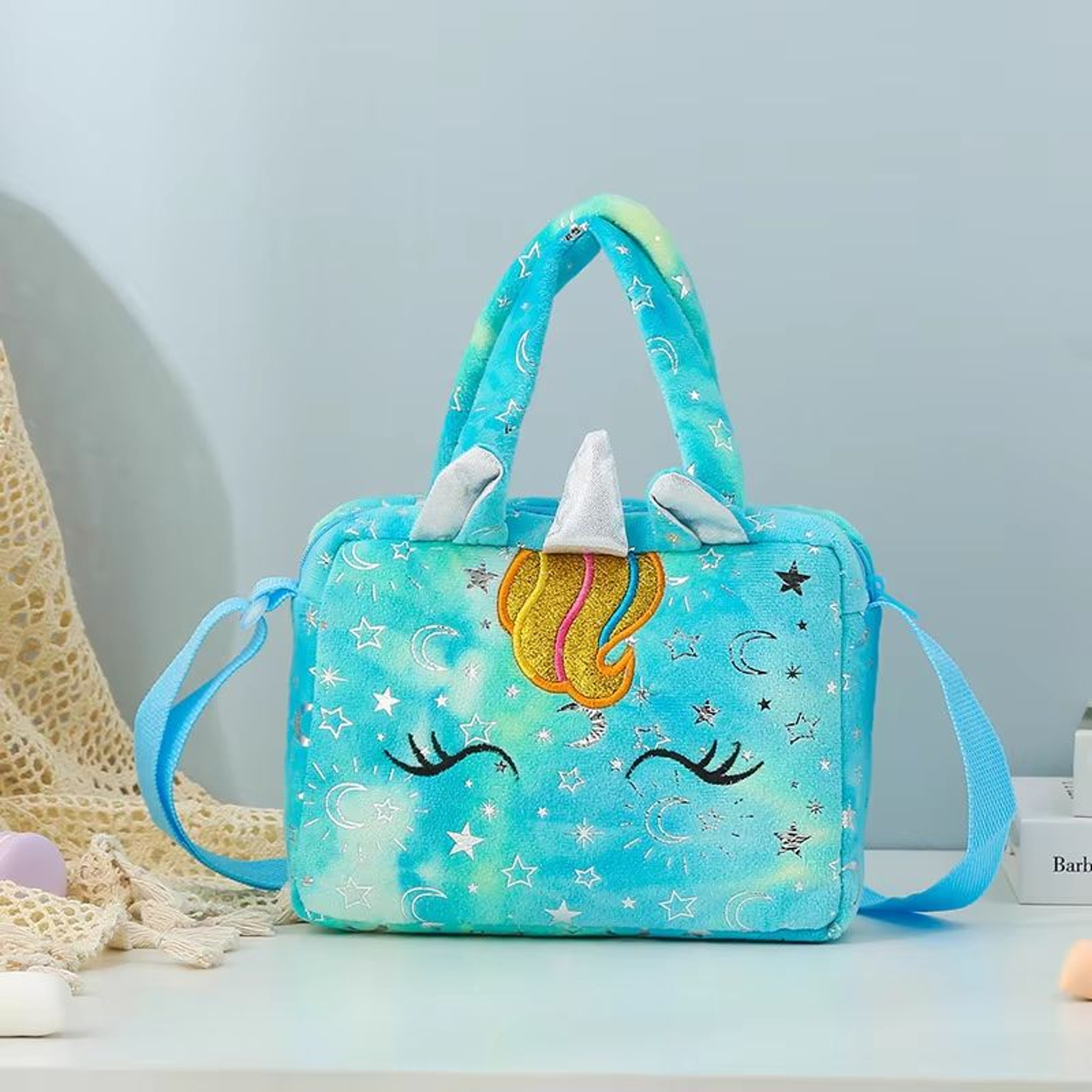 Kids Plush Unicorn Crossbody Bag  Soft Shoulder Handbag Coin Purse For Girls 768x610x205in 6