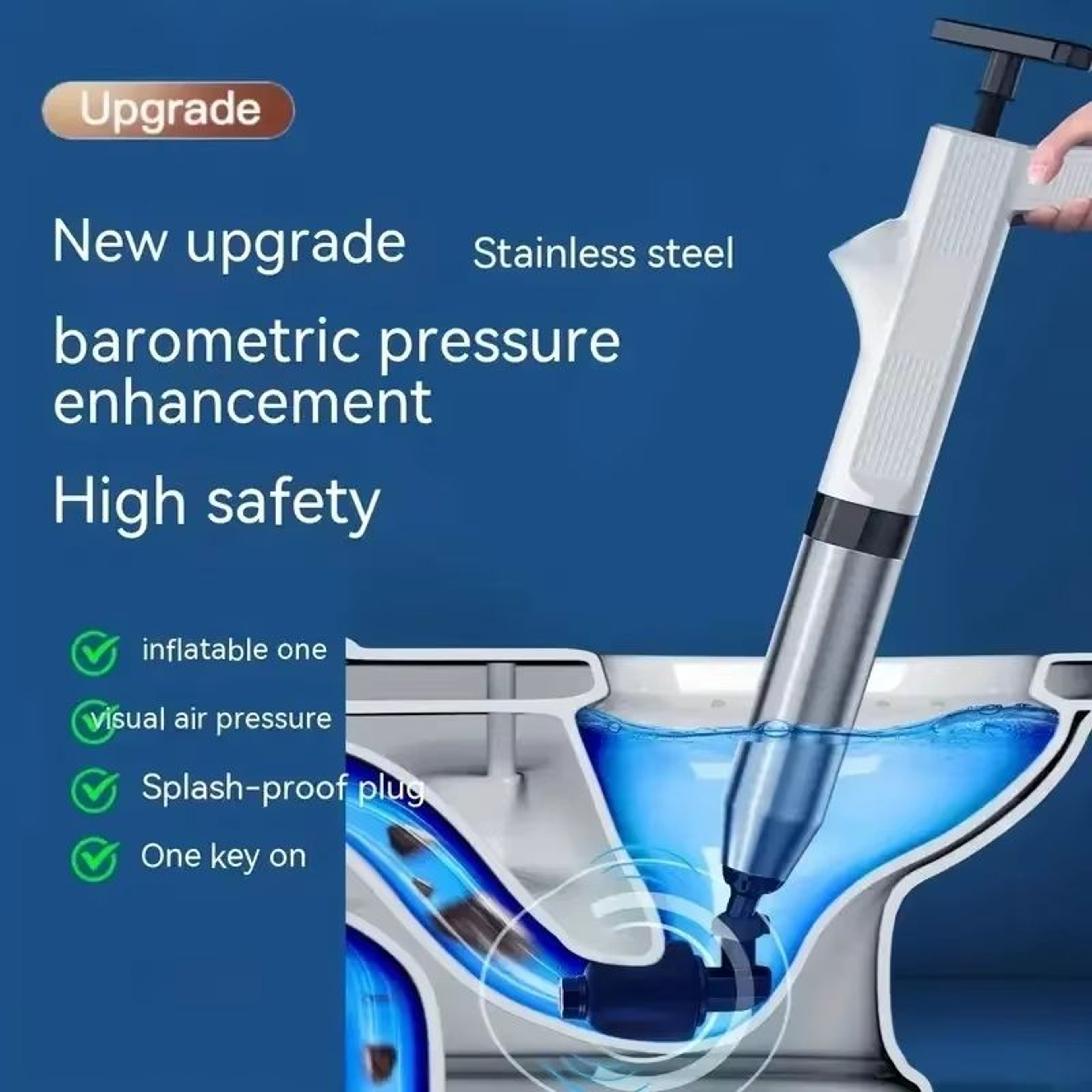 Pneumatic HighPressure Drain Blaster Tool Set  Stainless Steel Toilet Plunger  Pipe Dredger Unblock 2