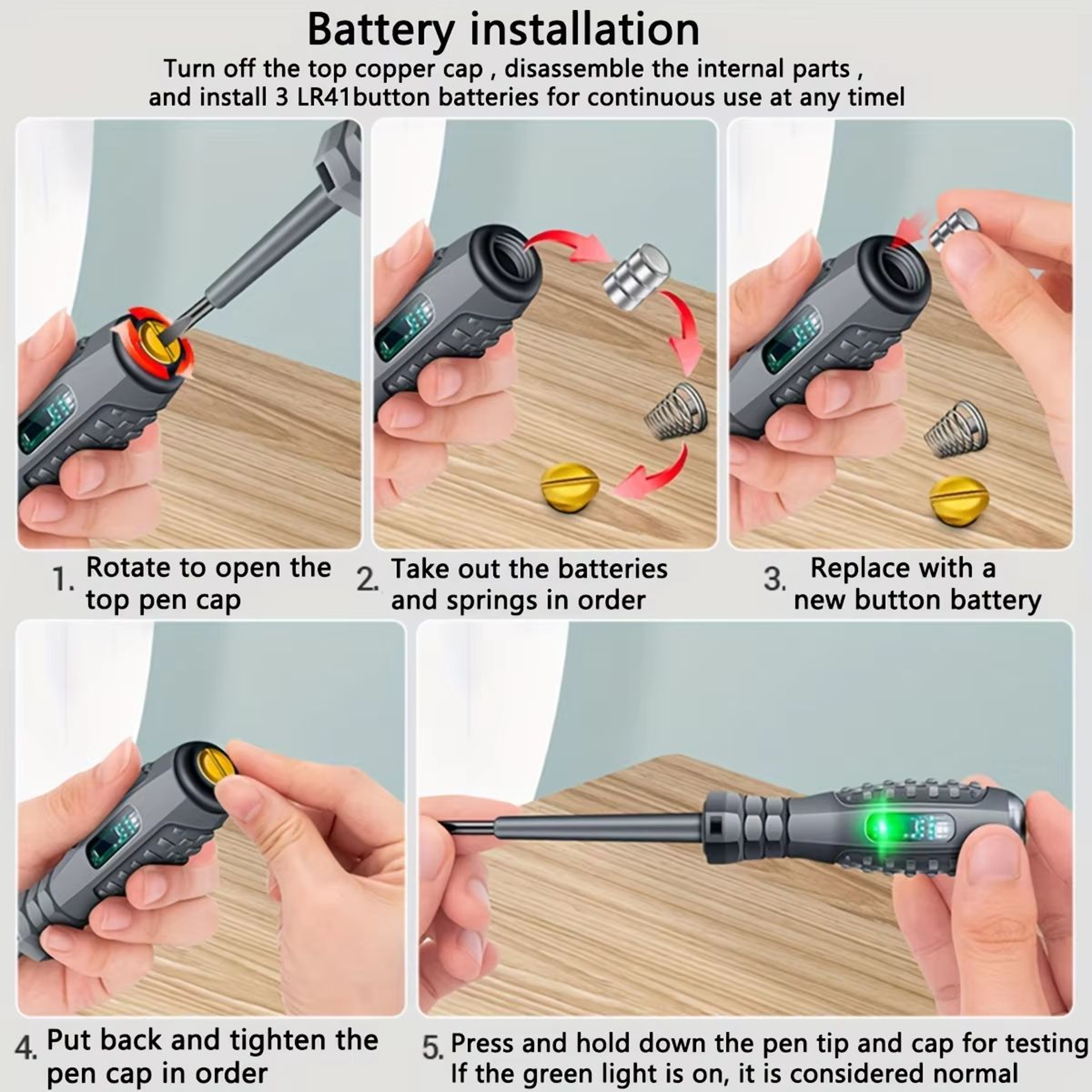 Multifunctional Electrician Test Screwdriver  AC NonContact Voltage Tester Pen With RedGreen Induct 5