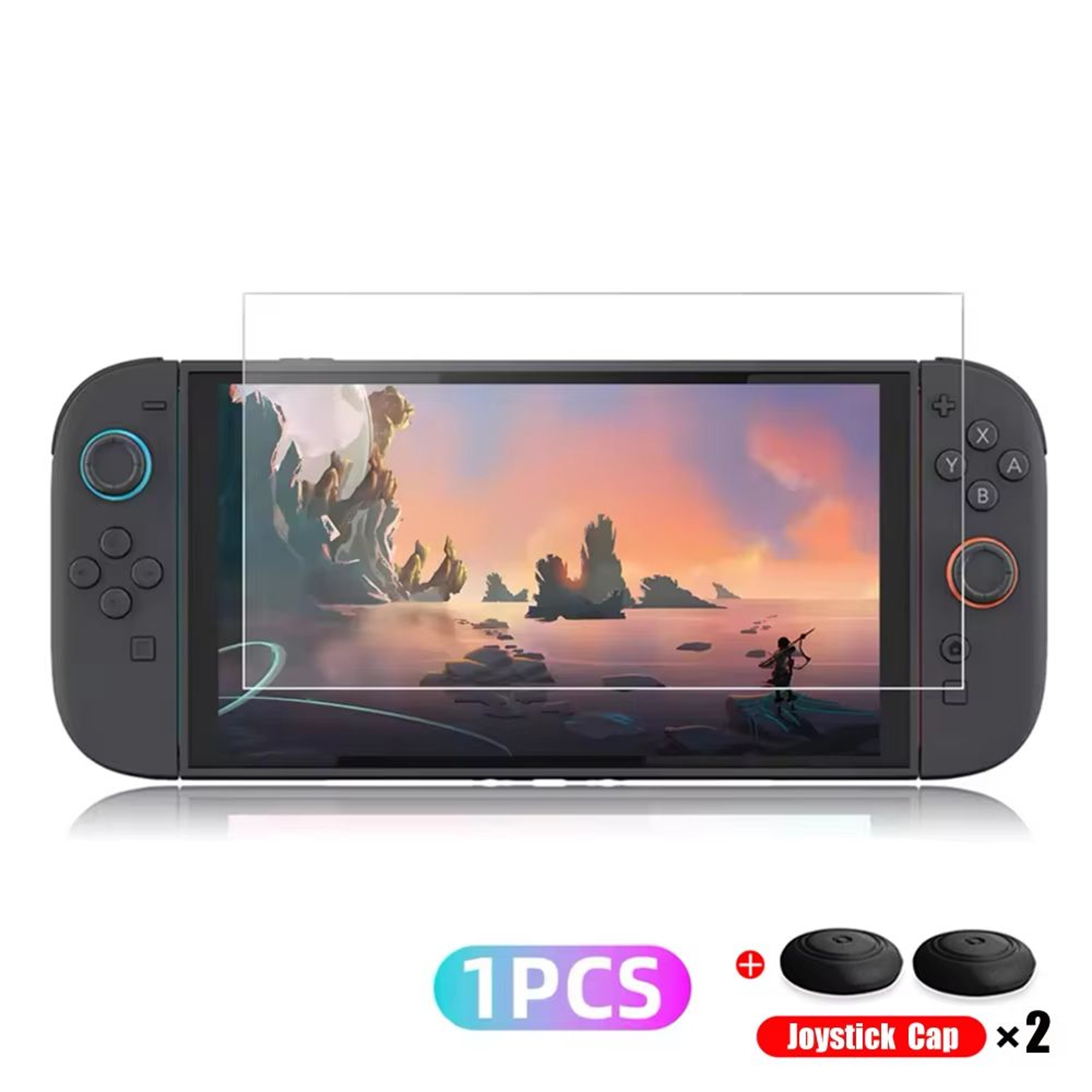Tempered Glass Screen Protector With Joystick Caps For Nintendo Switch 2 Console 7