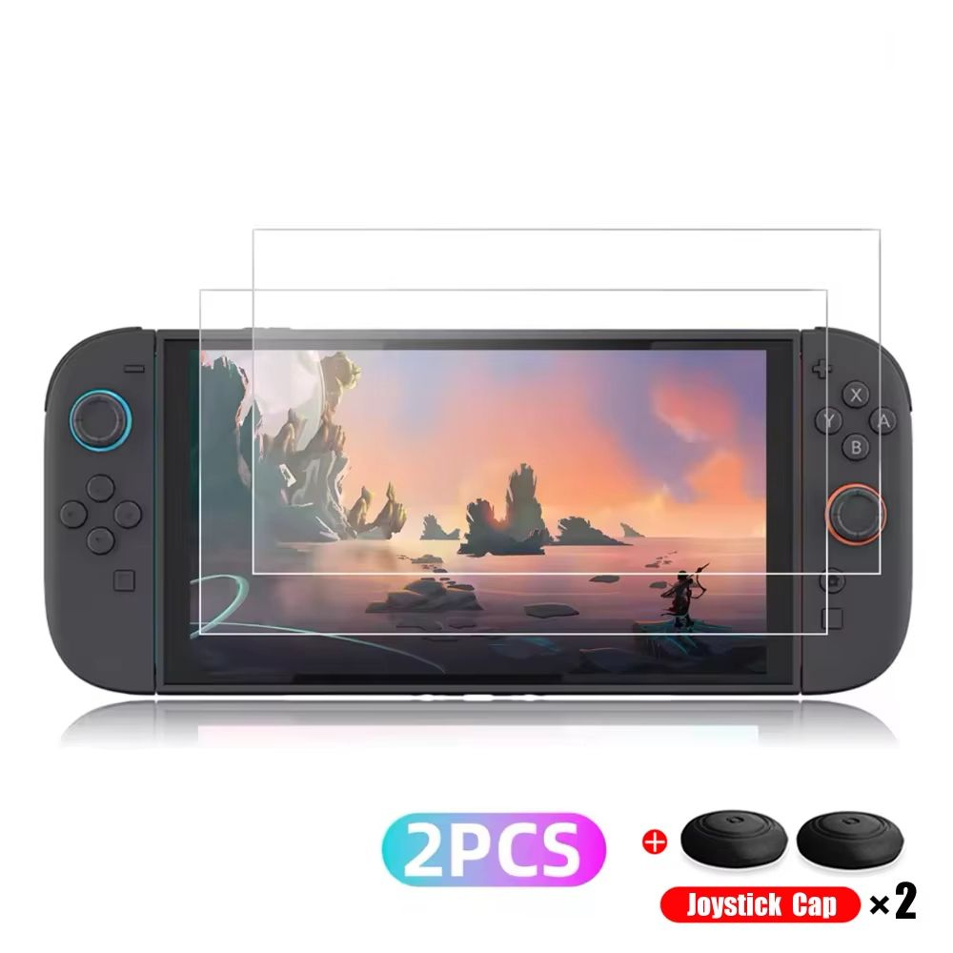 Tempered Glass Screen Protector With Joystick Caps For Nintendo Switch 2 Console 8